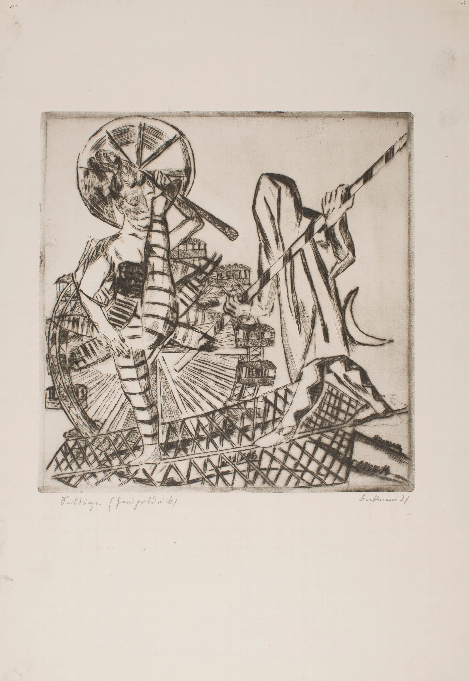 The Tight Rope Walkers Plate 8 From The Portfolio The Annual Fair 2 Wall Art by Max Beckmann - Canvas Print