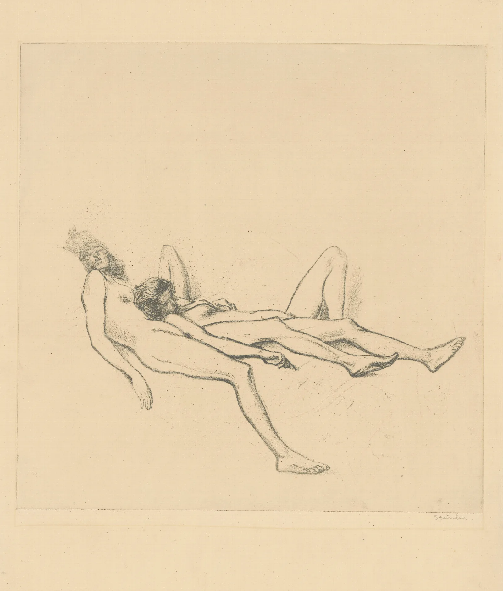 Deux Modeles Nus Wall Art by Théophile Alexandre Steinlen - Canvas Print