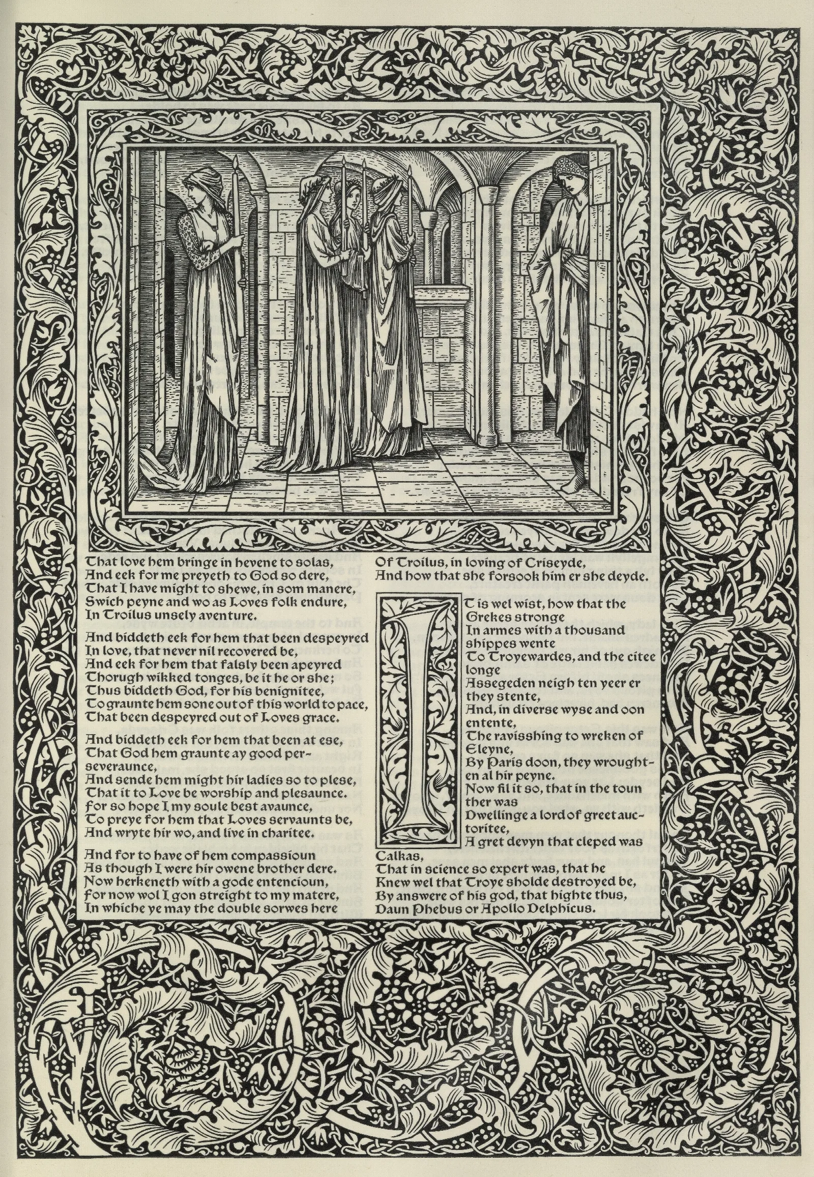The Works Of Geoffrey Chaucer Pl 79 Wall Art by Sir Edward Coley Burne-Jones - Canvas Print