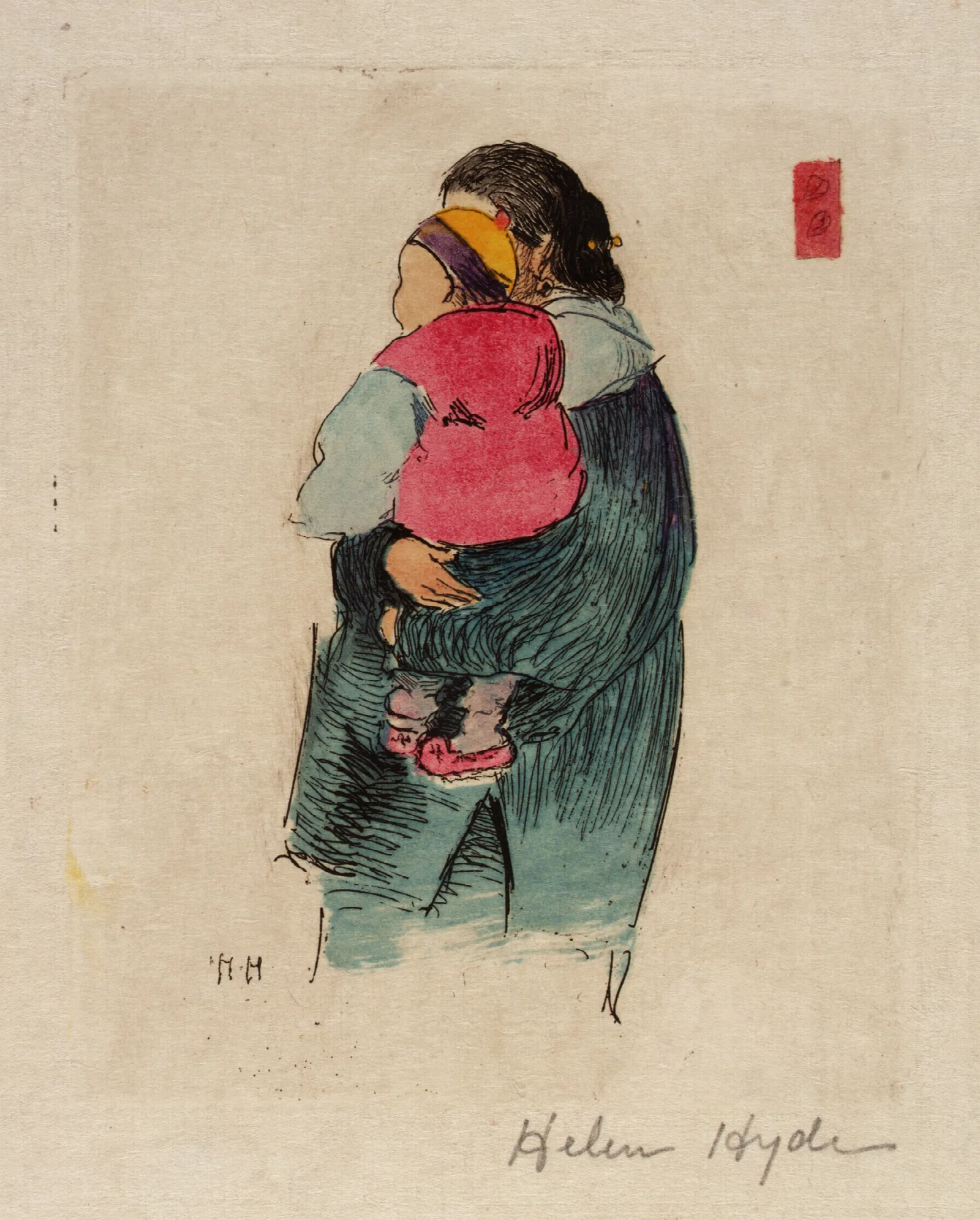 Mother And Child 19 Wall Art by Helen Hyde - Canvas Print