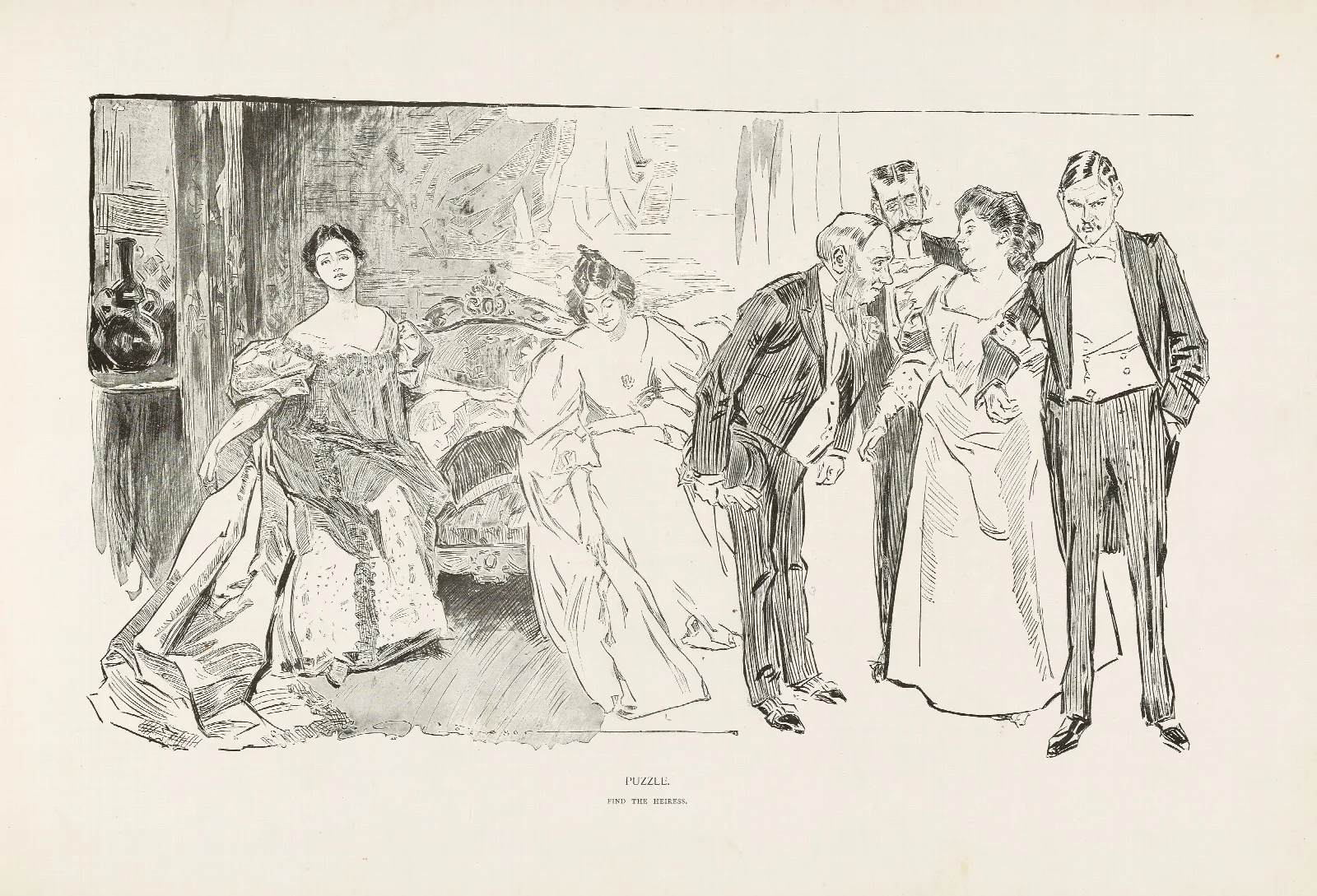 Puzzle Find The Heiress Wall Art by Charles Dana Gibson - Canvas Print