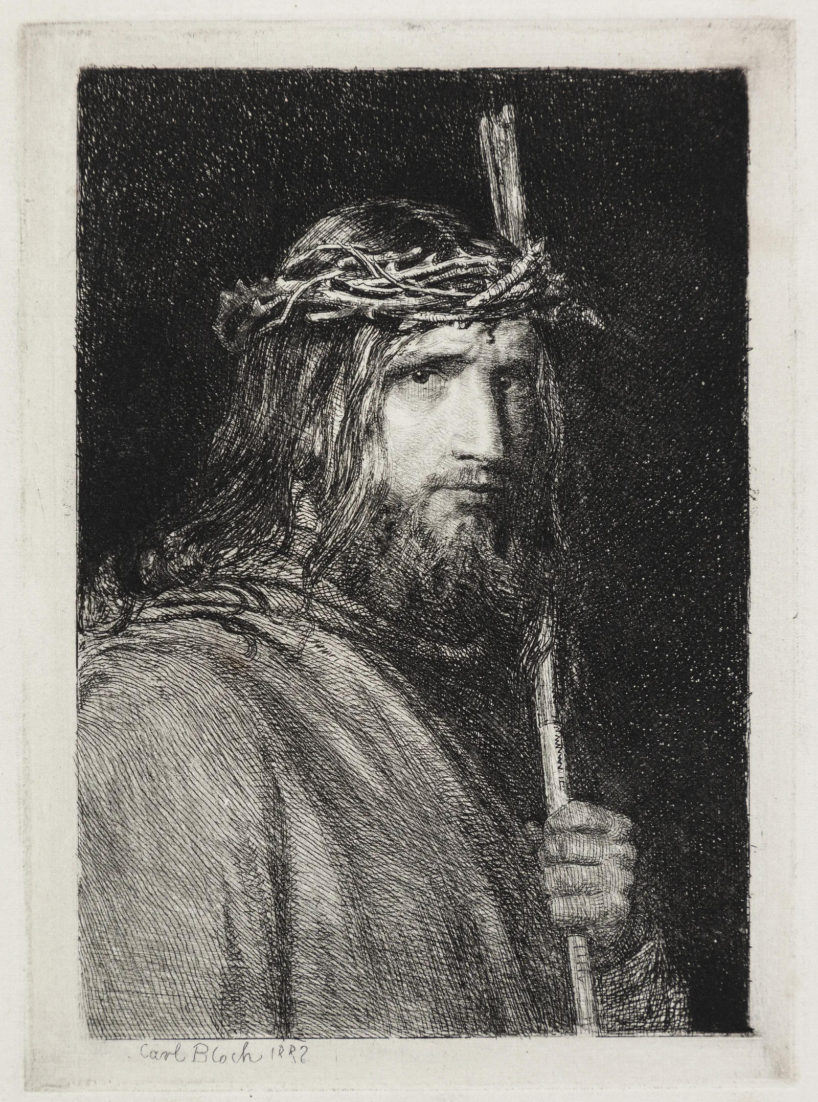 Den Tornekronede Kristus Wall Art by Carl Bloch - Canvas Print