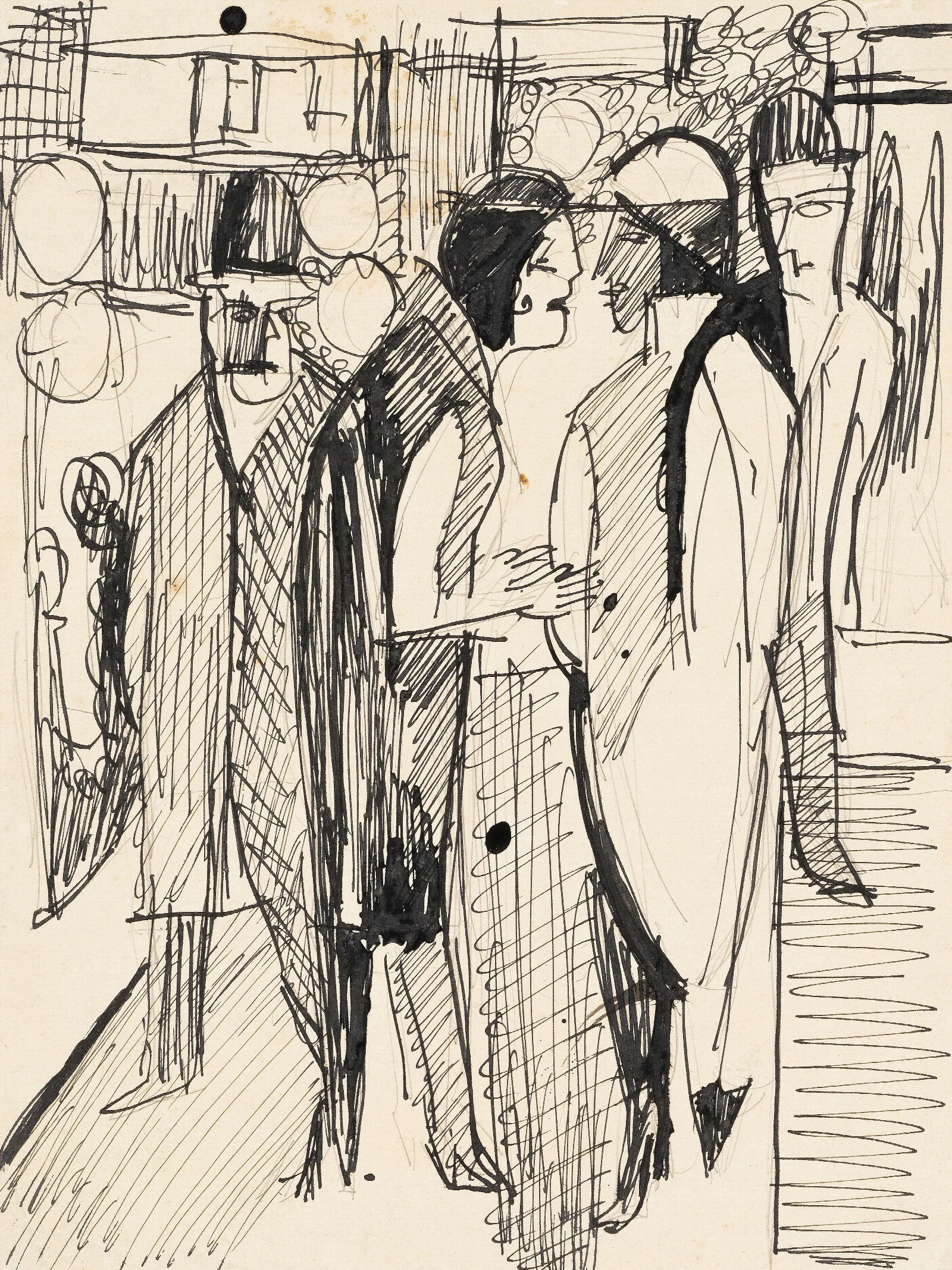 Strasenszene Passanten Auf Der Strase Wall Art by Ernst Ludwig Kirchner - Canvas Print