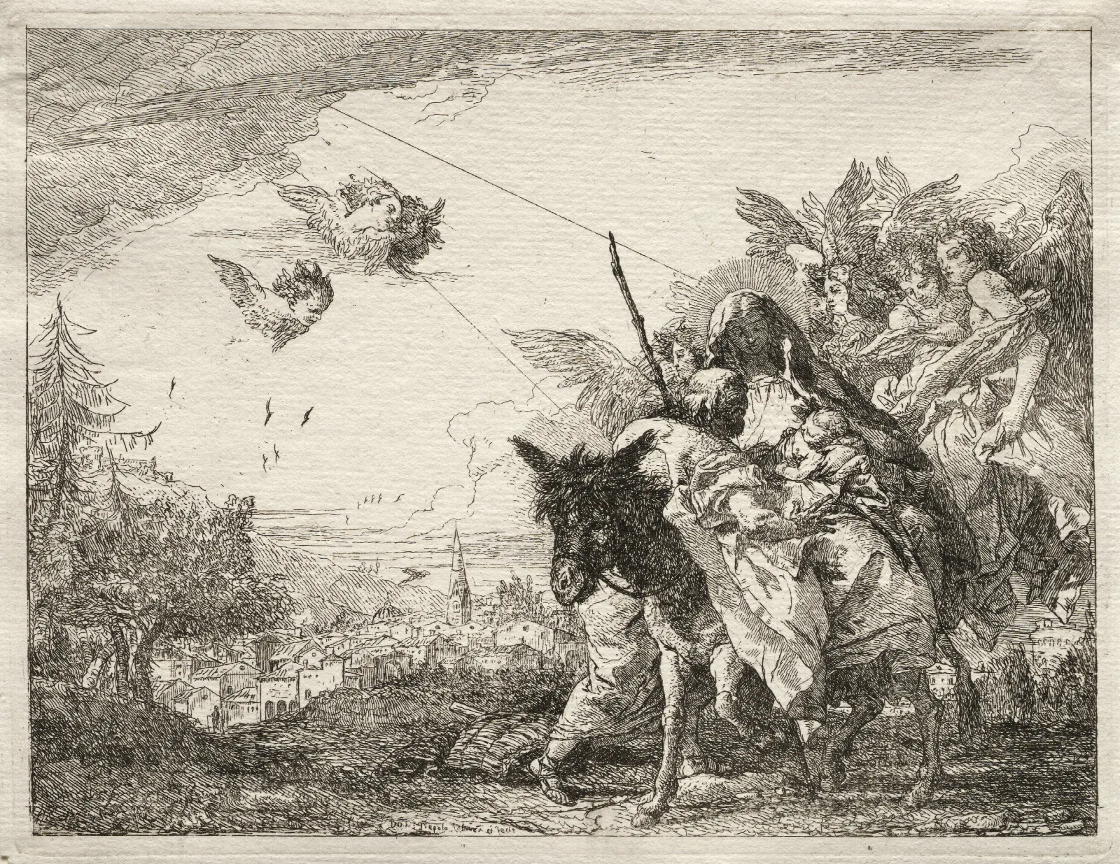 Joseph Pausing To Gaze At The Infant Christ Wall Art by Giovanni Domenico Tiepolo - Canvas Print