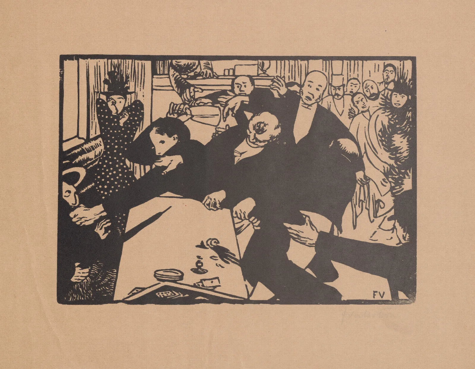 La Rixe Ou La Scene Au Cafe Wall Art by Félix Vallotton - Canvas Print