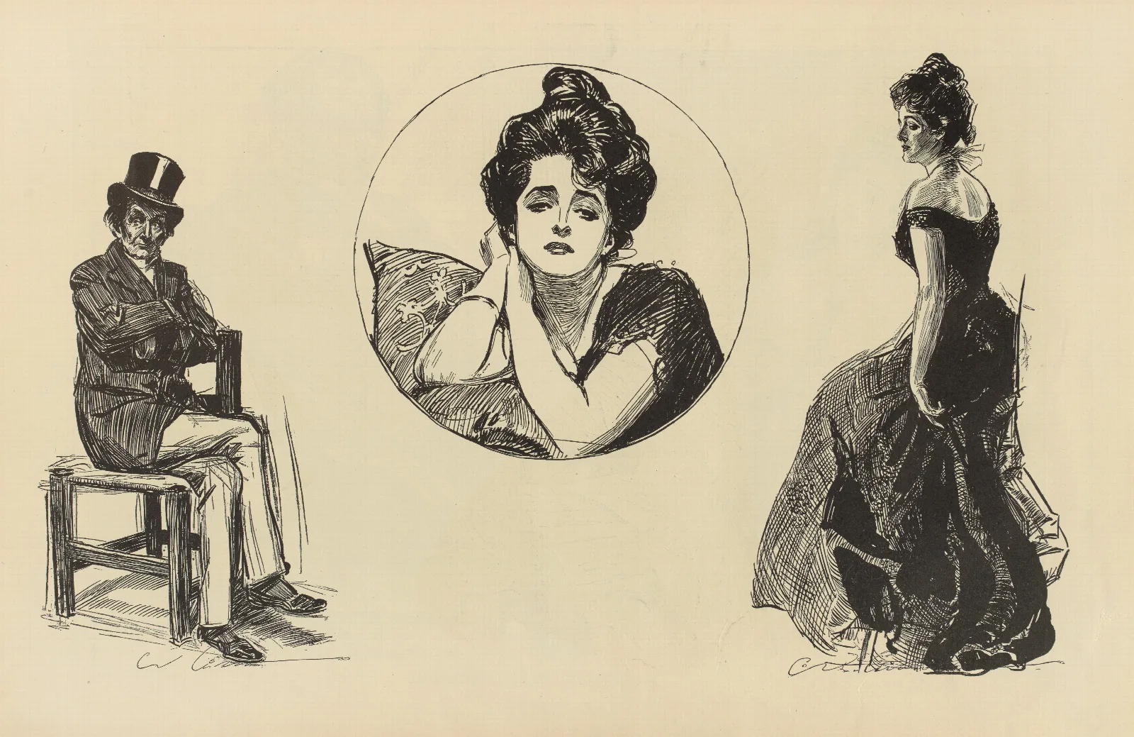 Illustration 284 by Charles Dana Gibson Wall Art by Charles Dana Gibson - Canvas Print