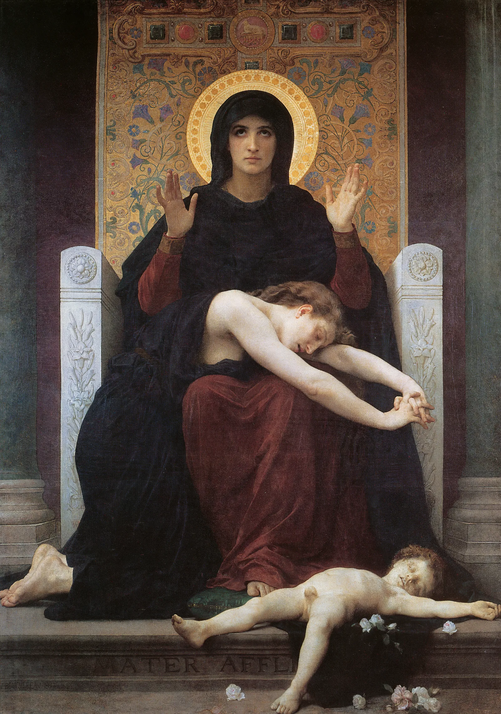 Virgin Comforter Wall Art by William Bouguereau - Canvas Print