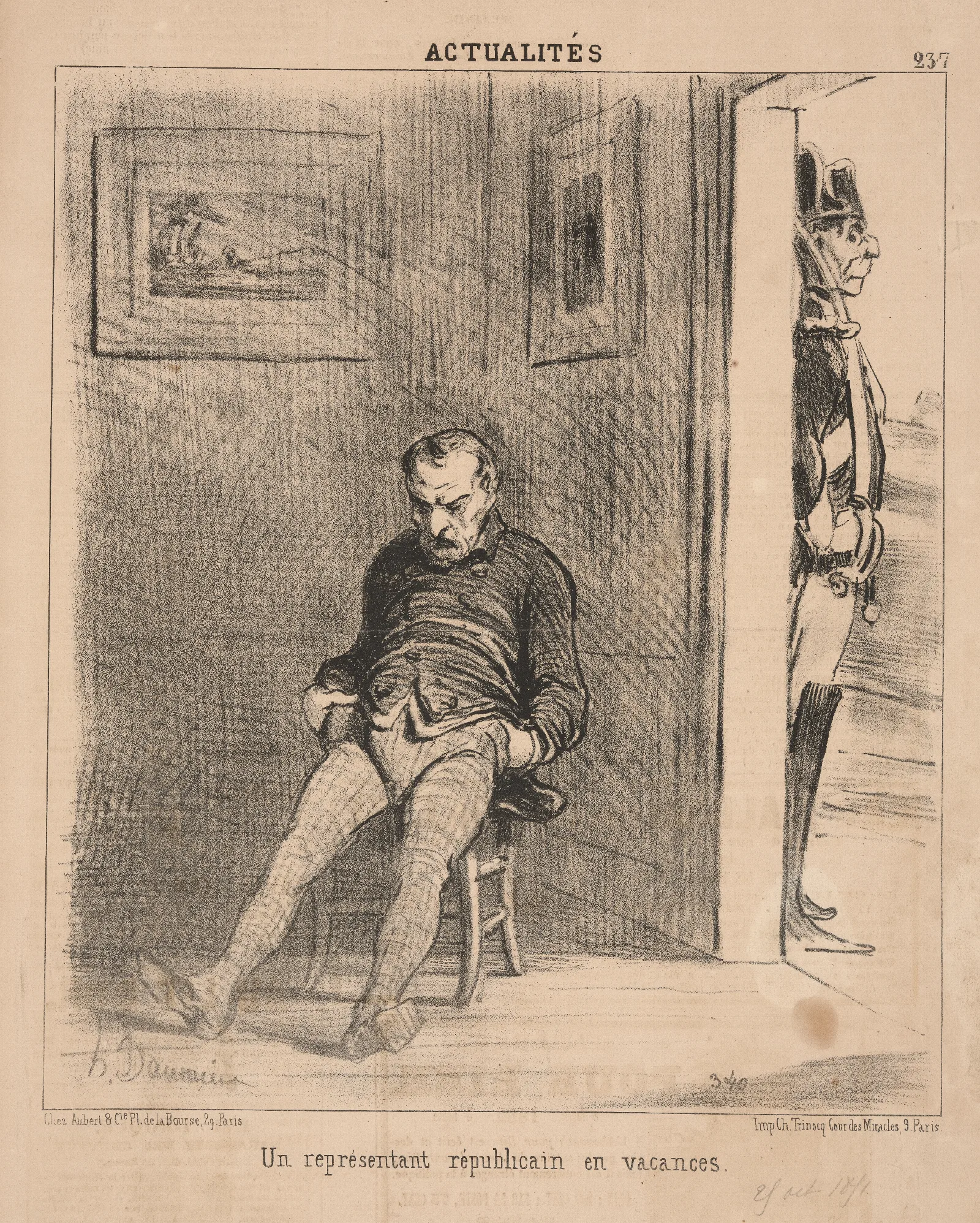 A Republican Congressman On Vacation Wall Art by Honoré Daumier - Canvas Print
