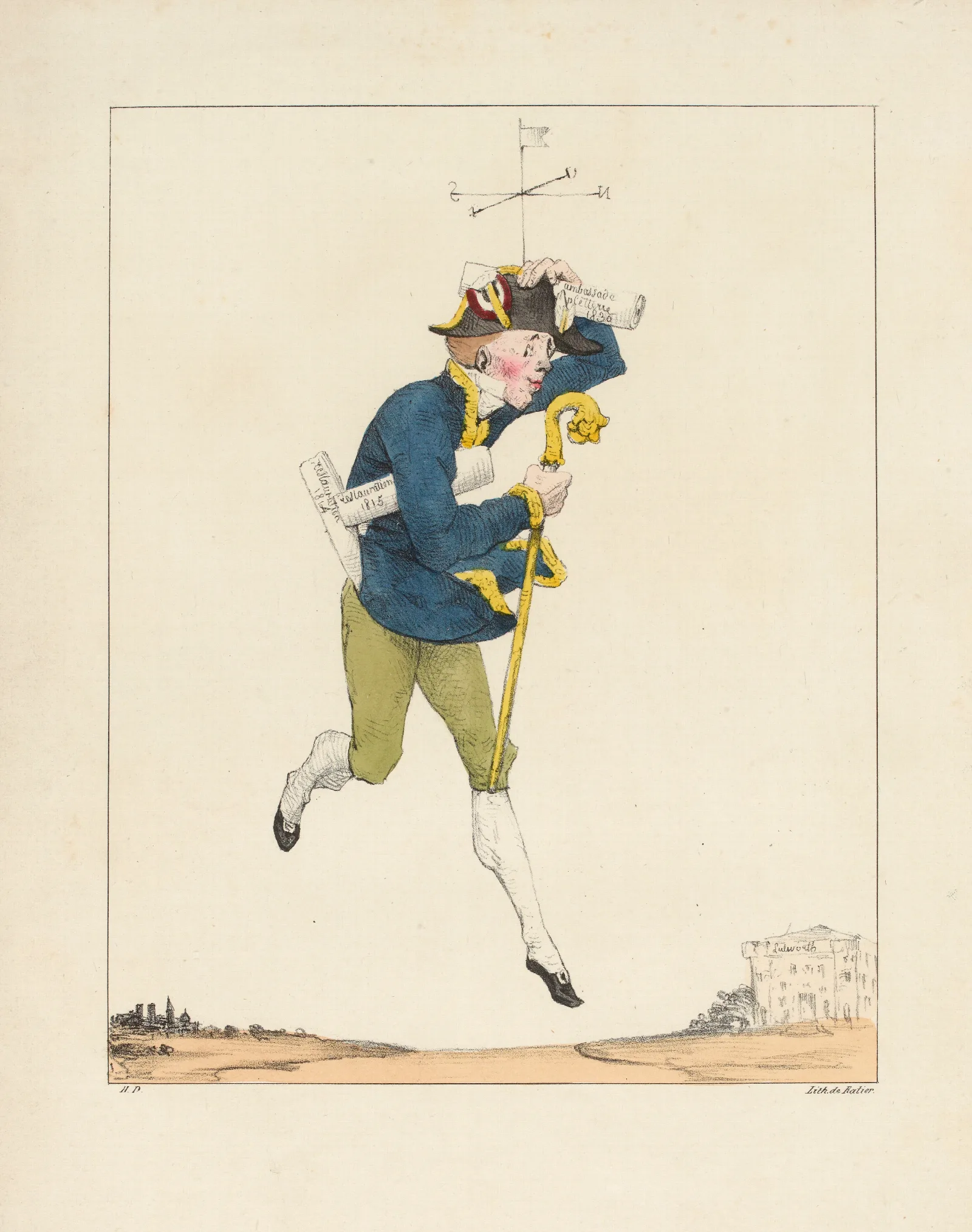 Mr De Bien Au Vent Wall Art by Honoré Daumier - Canvas Print