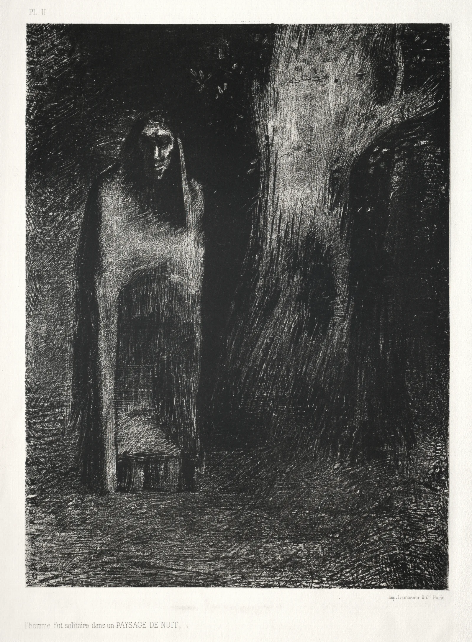 The Man Was Alone In A Night Landscape Wall Art by Odilon Redon - Canvas Print