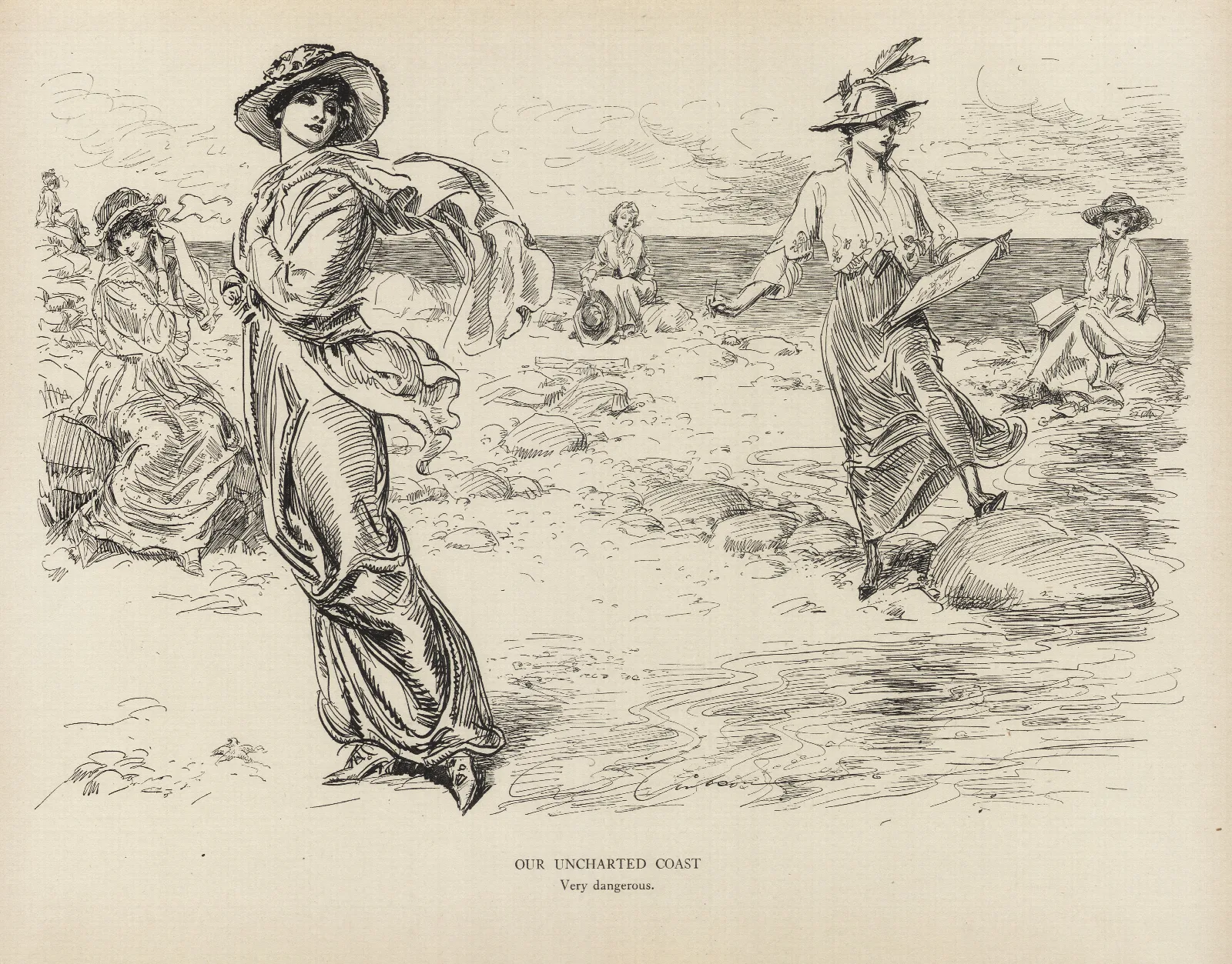 Our Uncharted Coast Very Dangerous Wall Art by Charles Dana Gibson - Canvas Print