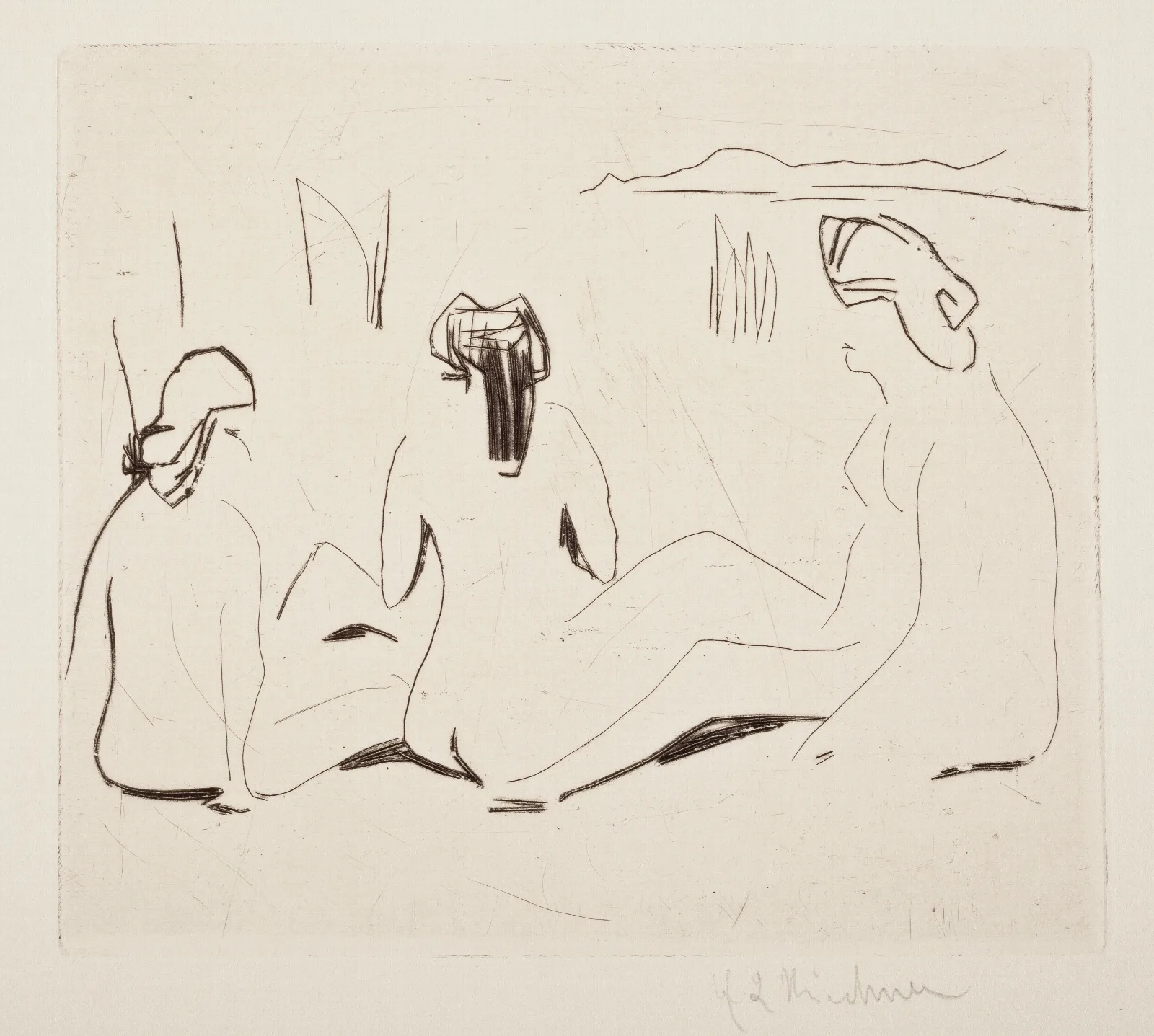 Three Bathers At The Moritzburg Lakes Wall Art by Ernst Ludwig Kirchner - Canvas Print