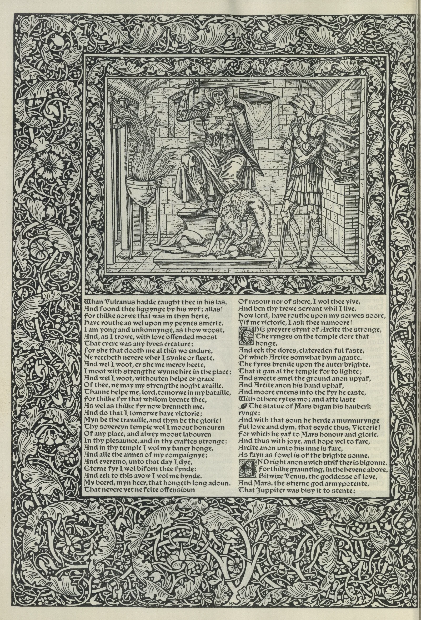 The Works Of Geoffrey Chaucer Pl 07 Wall Art by Sir Edward Coley Burne-Jones - Canvas Print