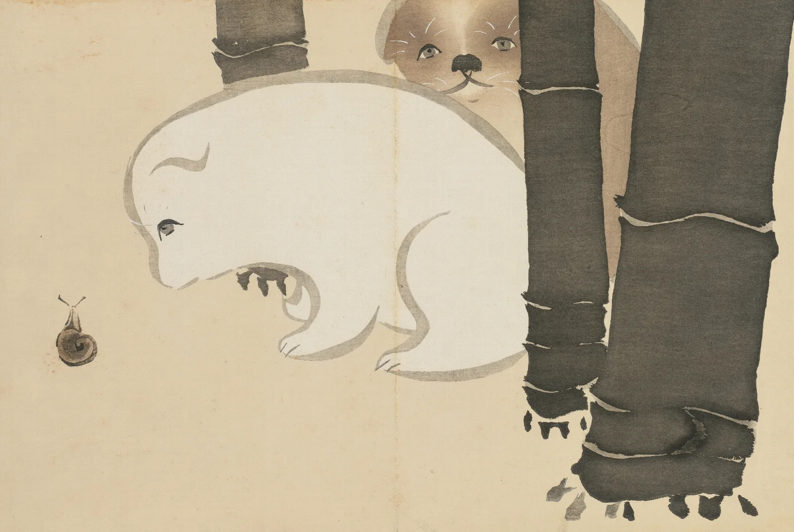 Puppies Enokoro Wall Art by Kamisaka Sekka - Canvas Print