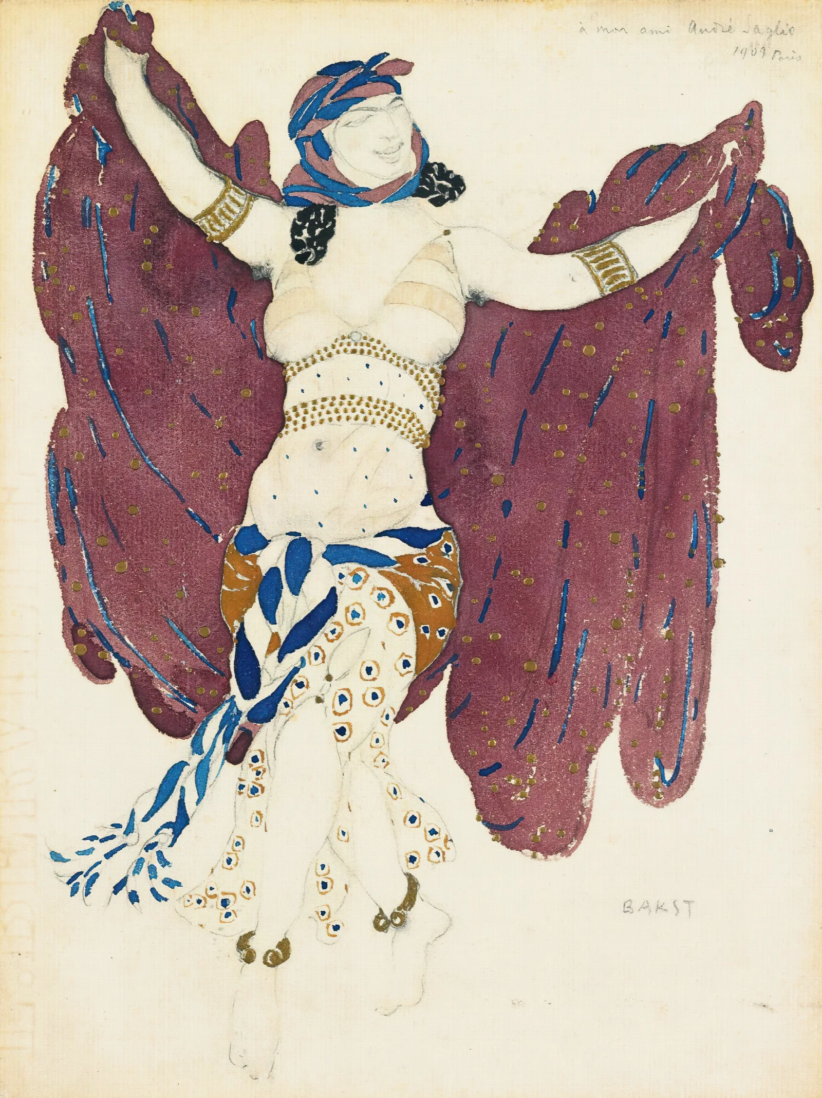 Costume Design For A Syrian Dancer In Cleopatra Wall Art by Léon Bakst - Canvas Print