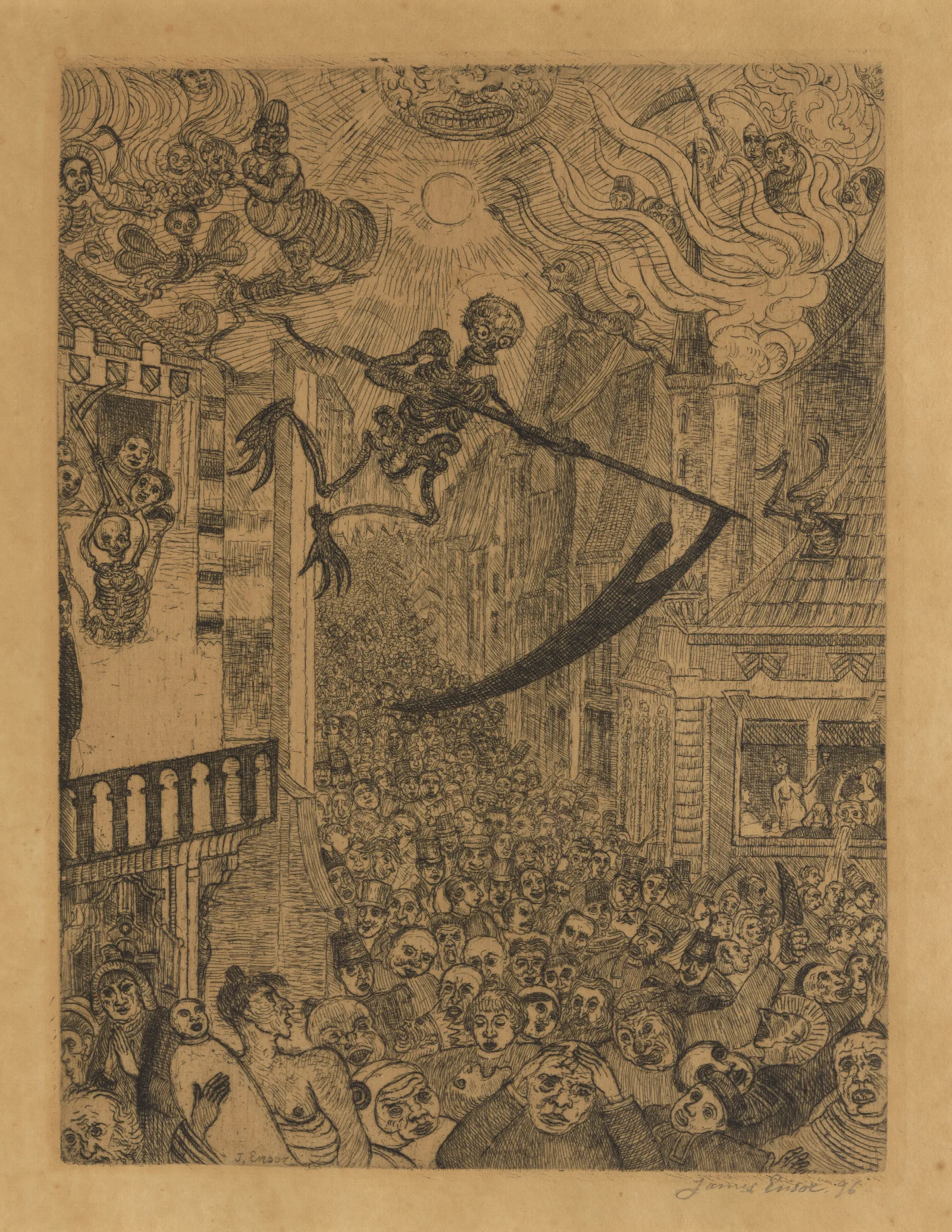 De Dood Achtervolgt De Mensenkudde Wall Art by James Ensor - Canvas Print