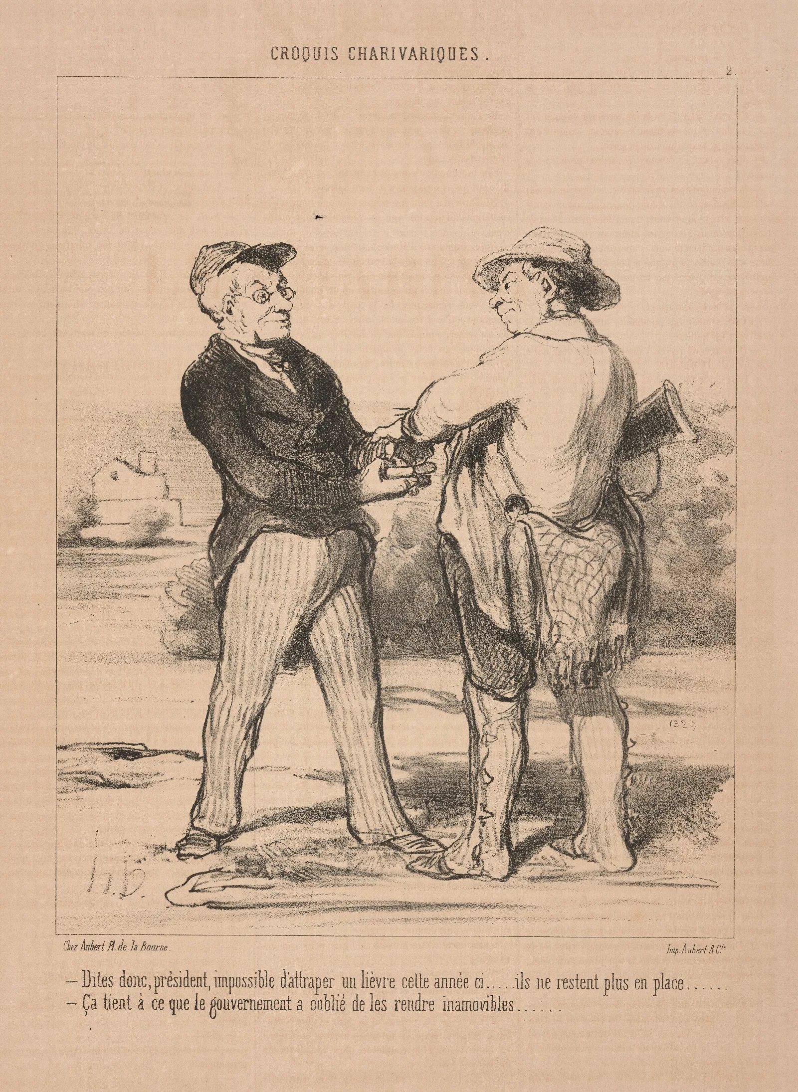 Look Chairman Its Impossible To Catch A Hare This Year They Do Not Stay In Wall Art by Honoré Daumier - Canvas Print