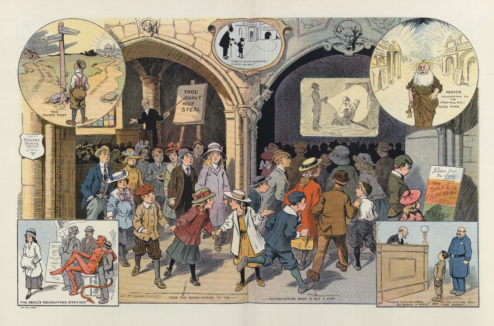 Young America And The Moving Picture Show Wall Art by Louis Glackens - Canvas Print