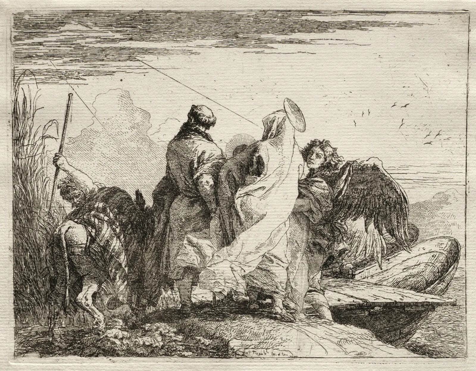 The Holy Family Leaving The Shore Wall Art by Giovanni Domenico Tiepolo - Canvas Print