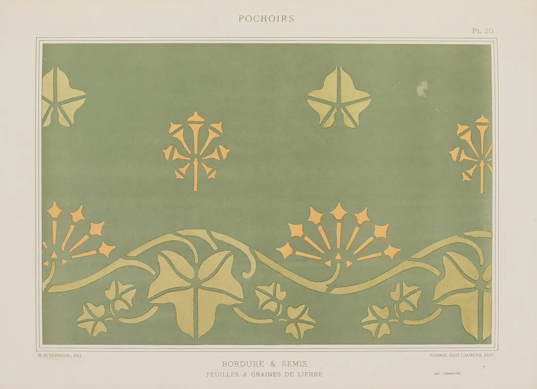 Bordure Et Semis Feuilles Graines De Lierre Wall Art by Maurice Pillard Verneuil - Canvas Print