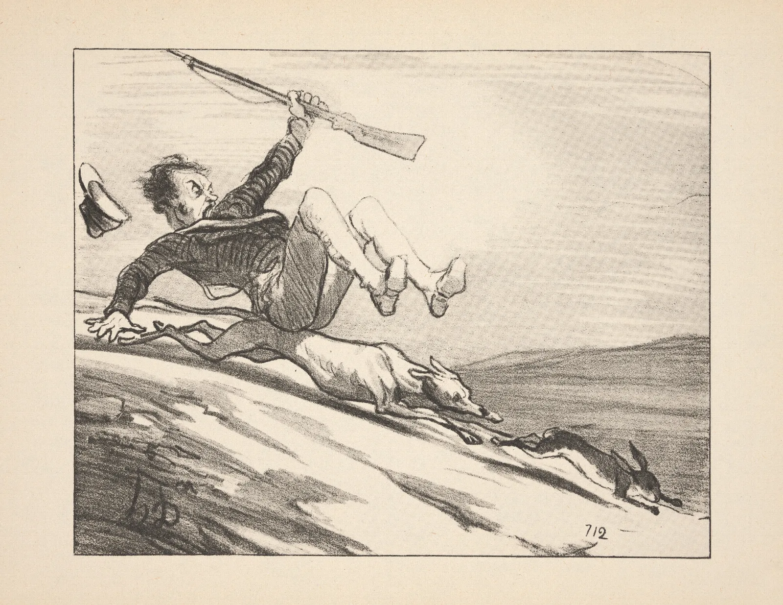 Hunting And Fishing Pl 12 Wall Art by Honoré Daumier - Canvas Print
