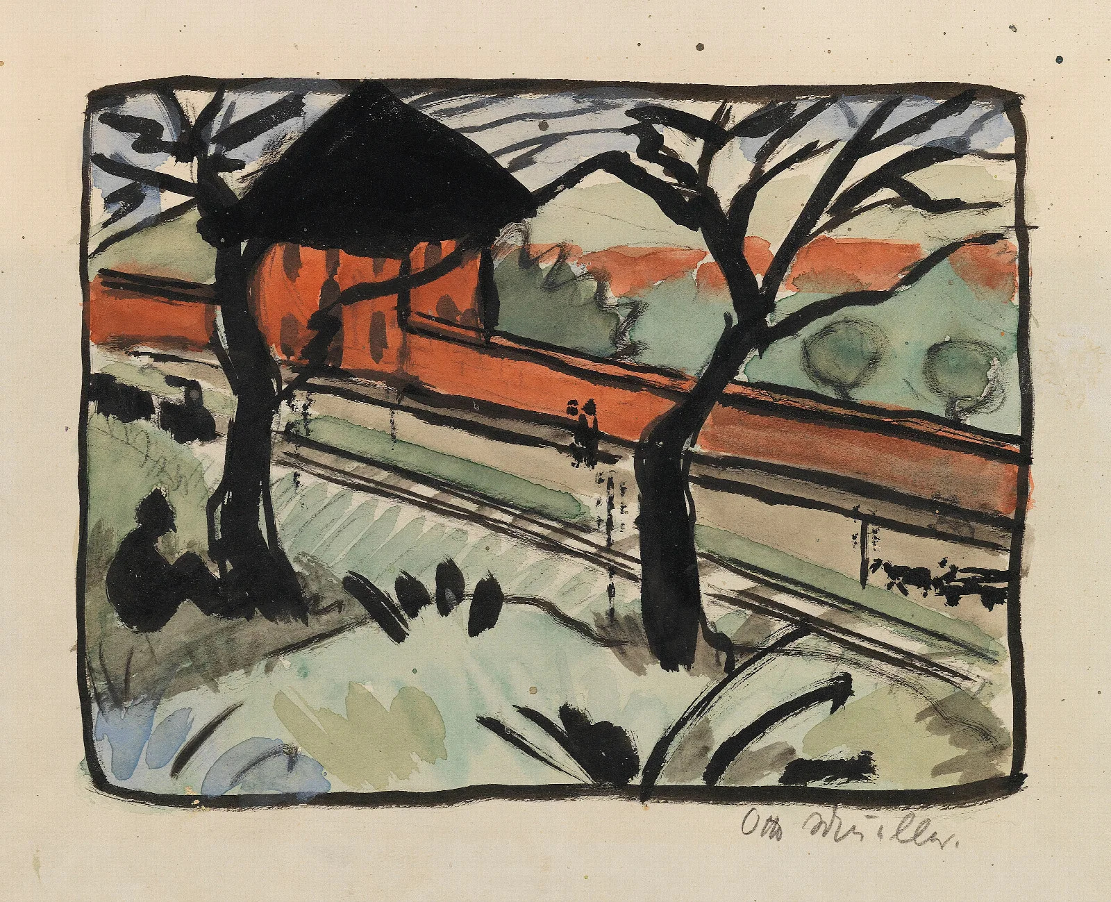 Dorfstrasse Bahnhof In Schmiedeberg Riesengebirge Wall Art by Otto Mueller - Canvas Print