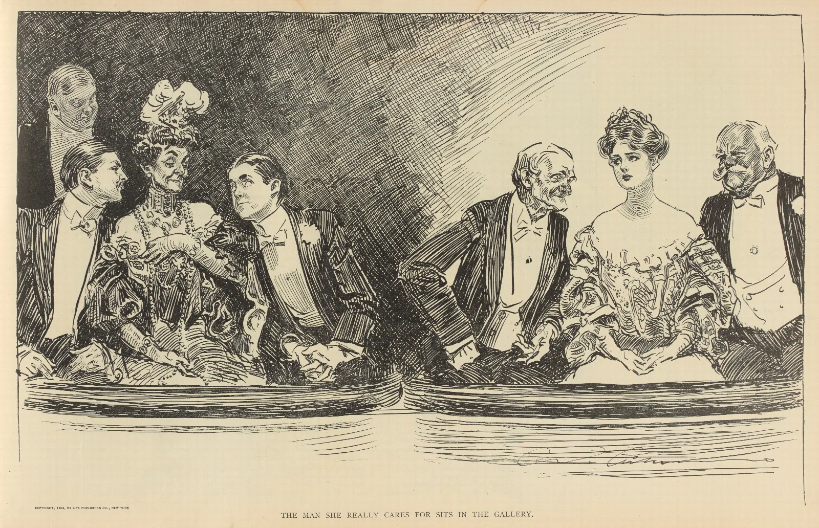 The Man She Really Cares For Sits In The Gallery Wall Art by Charles Dana Gibson - Canvas Print