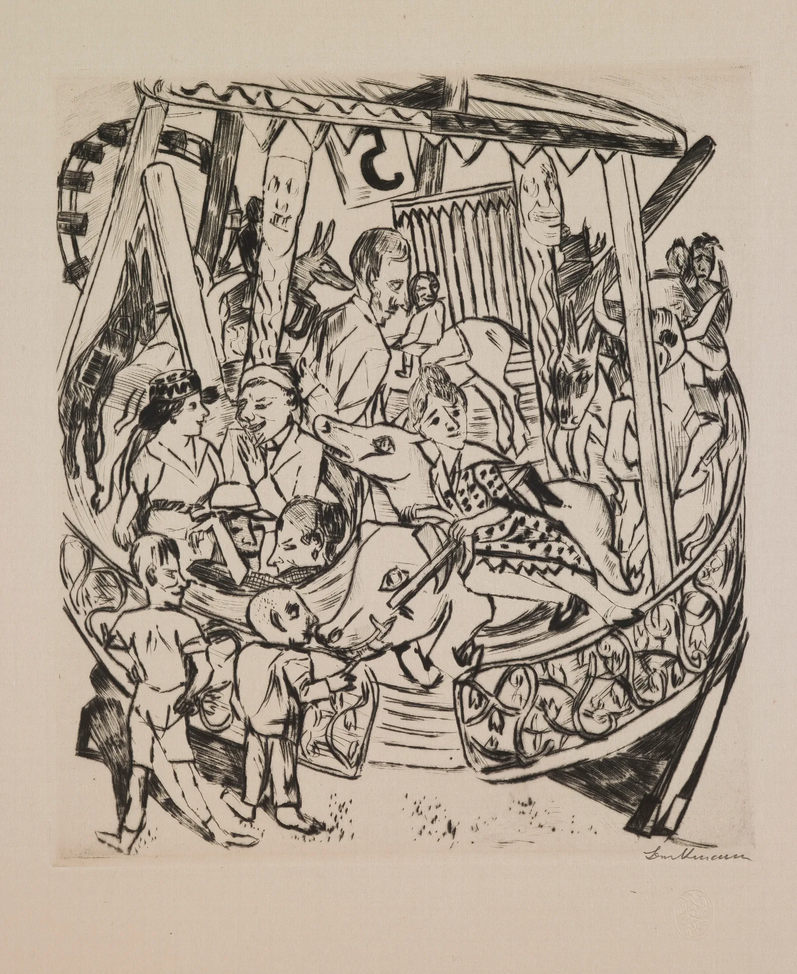 Merry Go Round Plate 7 From The Portfolio Annual Fair Wall Art by Max Beckmann - Canvas Print