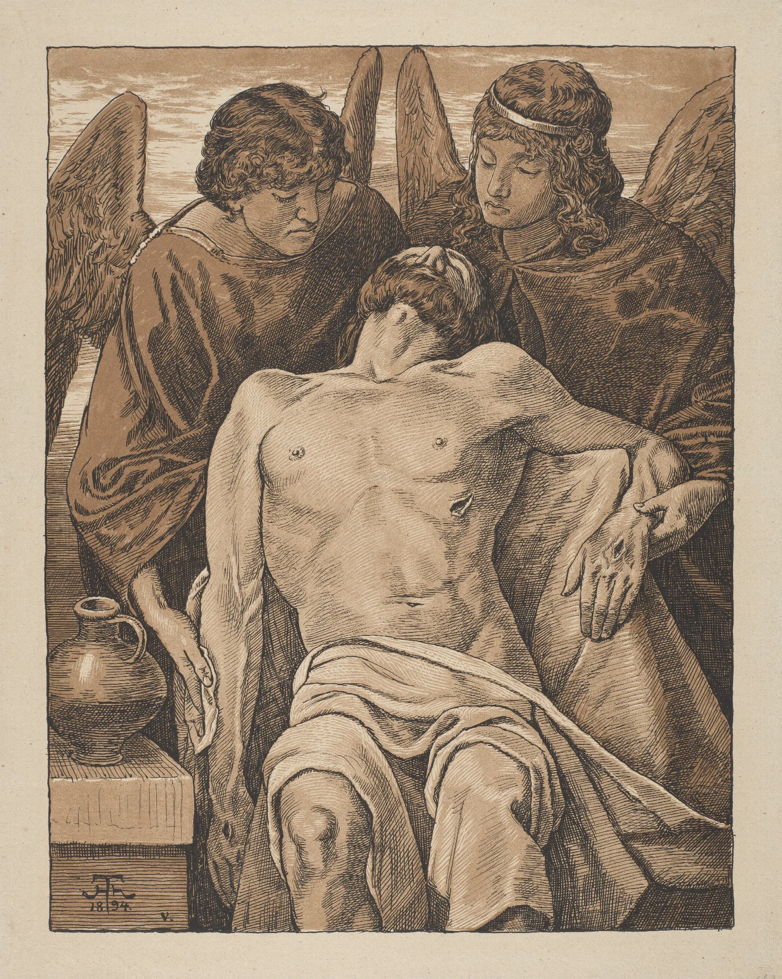 Angelic Pieta Wall Art by Hans Thoma - Canvas Print