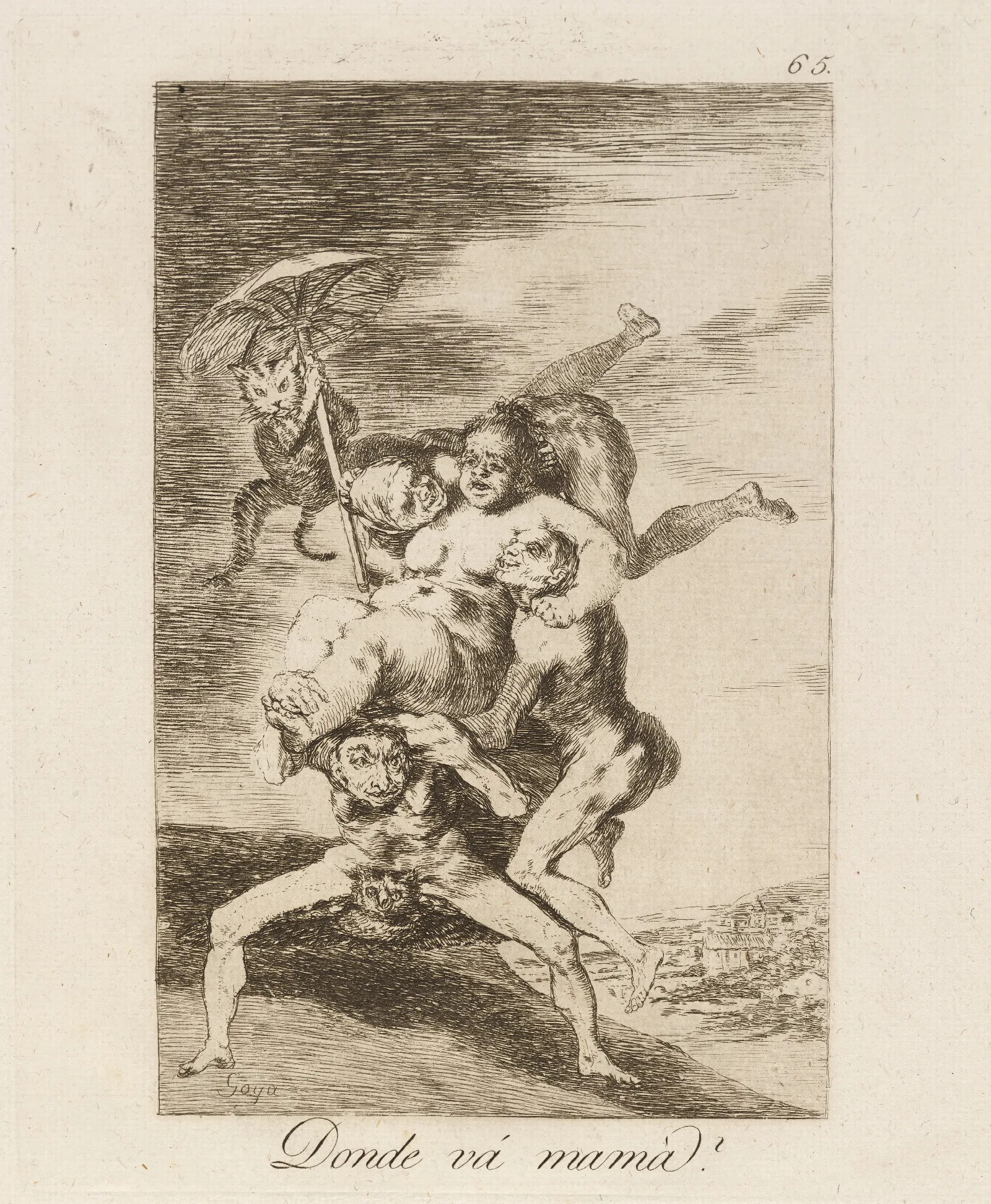 Donde Va Mama Where Is Mother Going Wall Art by Francisco de Goya - Canvas Print