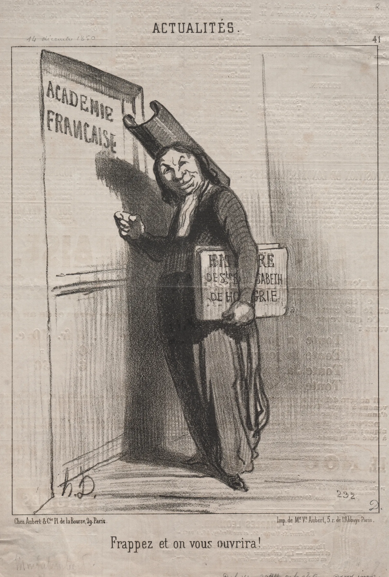 Knock And It Will Open For You Wall Art by Honoré Daumier - Canvas Print