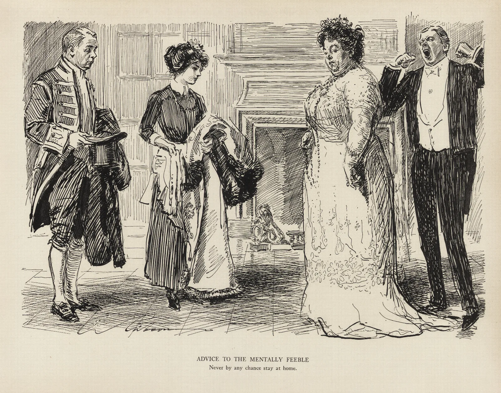 Advice To The Mentally Feeble Never By Any Chance Stay At Home Wall Art by Charles Dana Gibson - Canvas Print