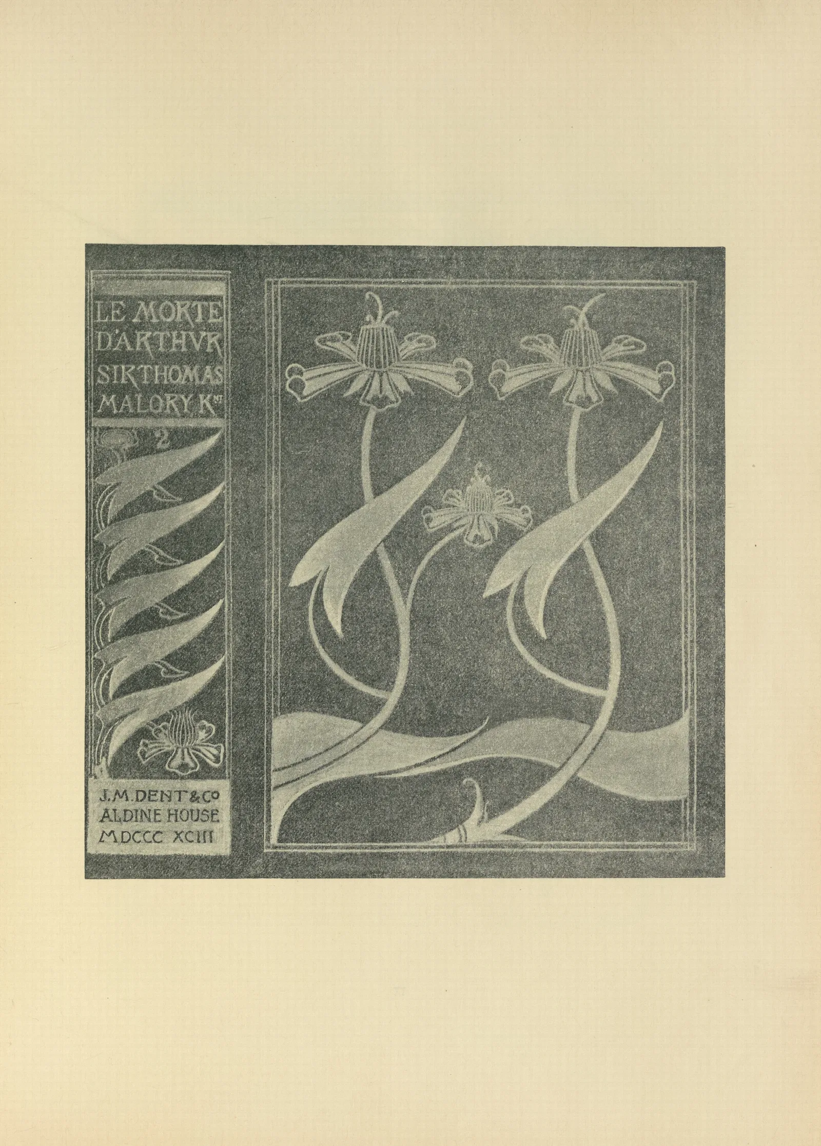 Cover Design From Le Morte Darthur Wall Art by Aubrey Vincent Beardsley - Canvas Print