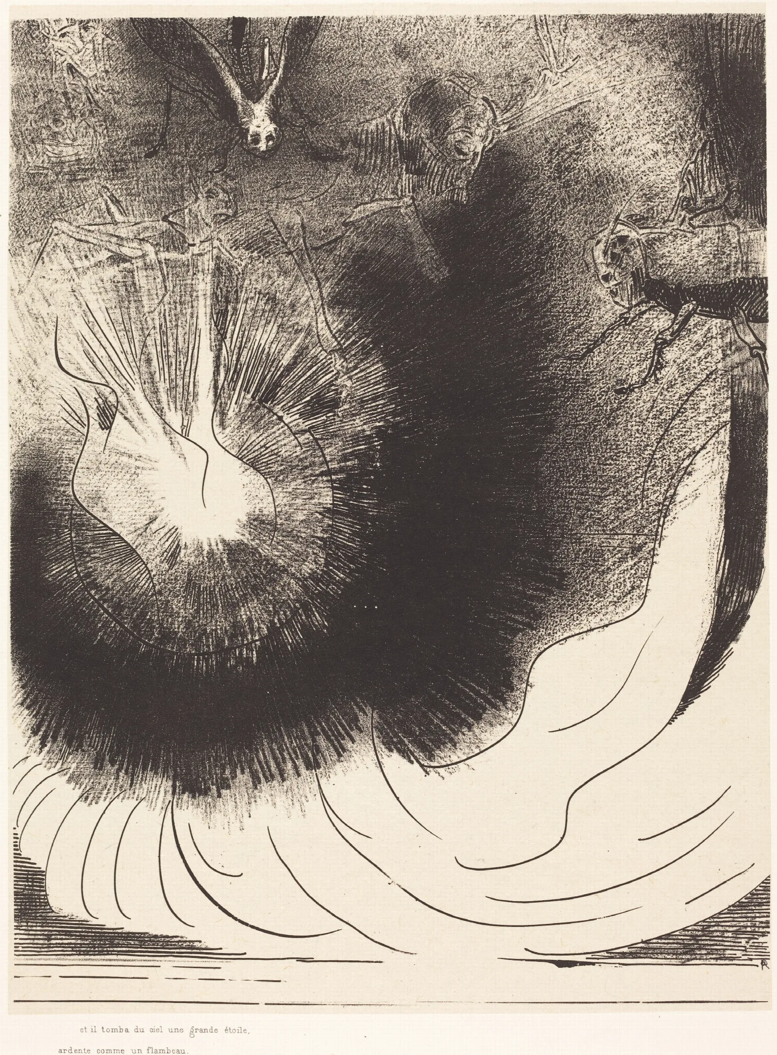 Et Il Tombe Du Ciel Une Grande Etoile Ardente Wall Art by Odilon Redon - Canvas Print