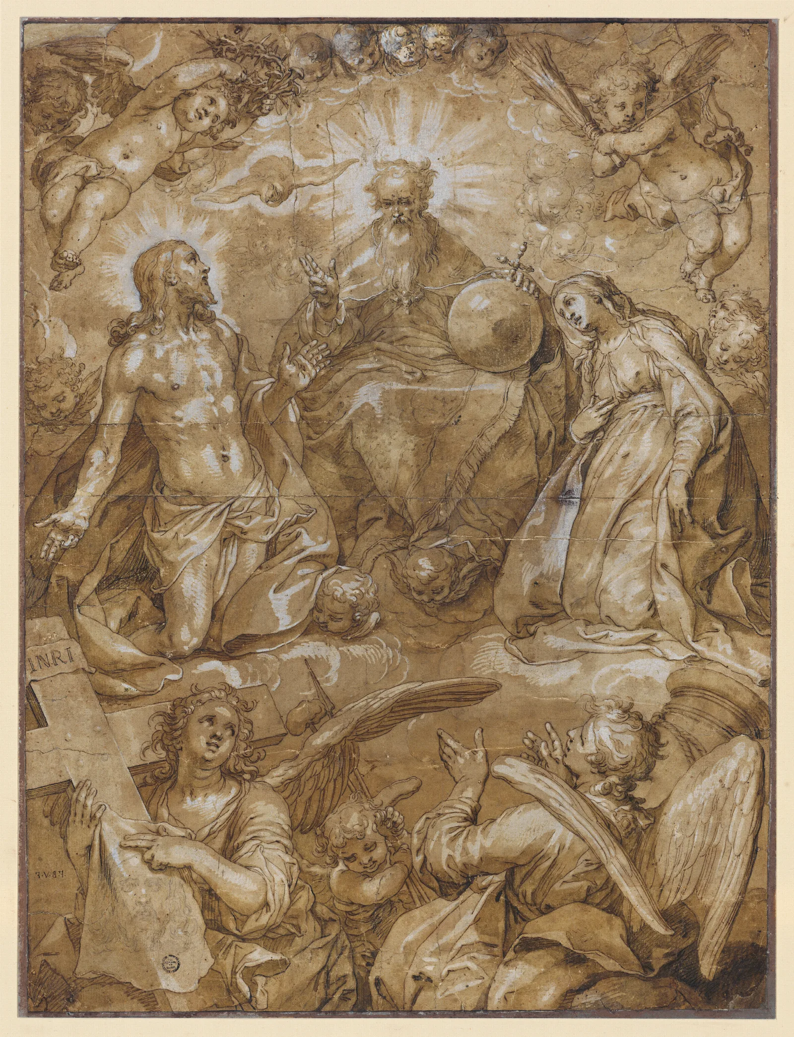 Intercession Of Christ And Mary Before God The Father Wall Art by Abraham Bloemaert - Canvas Print