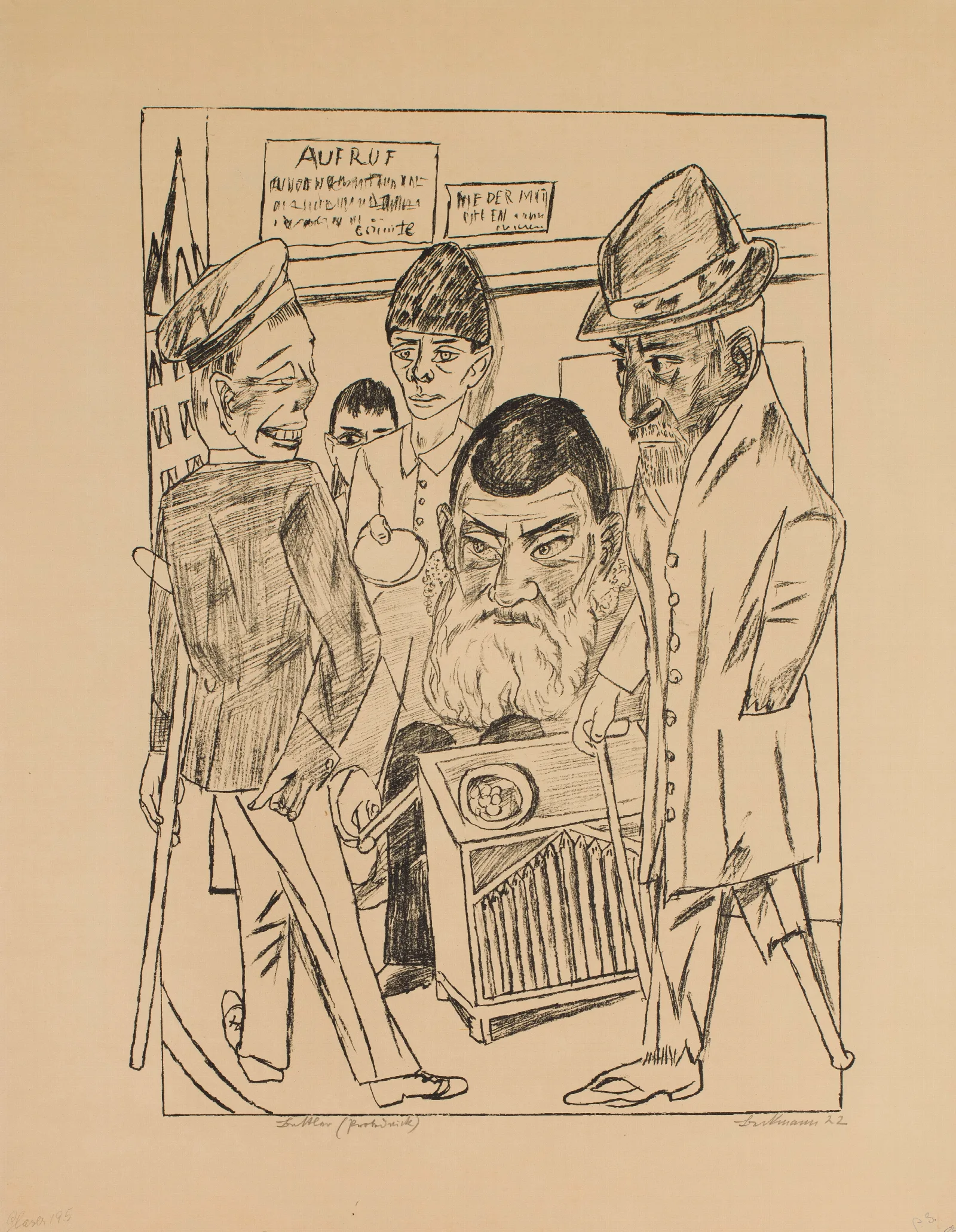 The Beggars Plate 7 From The Series Trip To Berlin 1922 Wall Art by Max Beckmann - Canvas Print