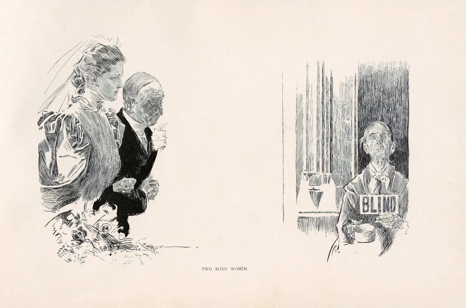 Two Blind Women Wall Art by Charles Dana Gibson - Canvas Print
