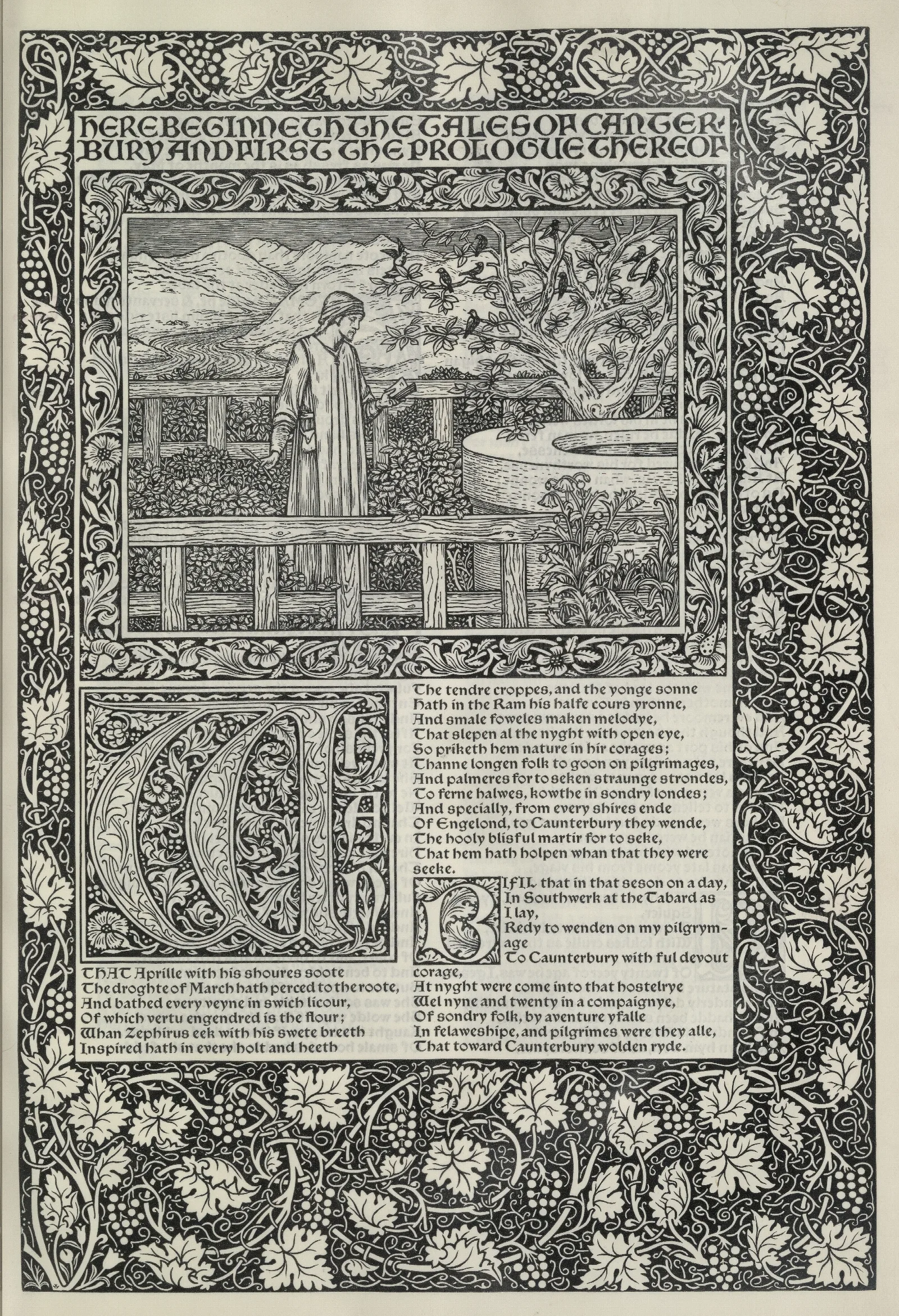 The Works Of Geoffrey Chaucer Pl 02 Wall Art by Sir Edward Coley Burne-Jones - Canvas Print