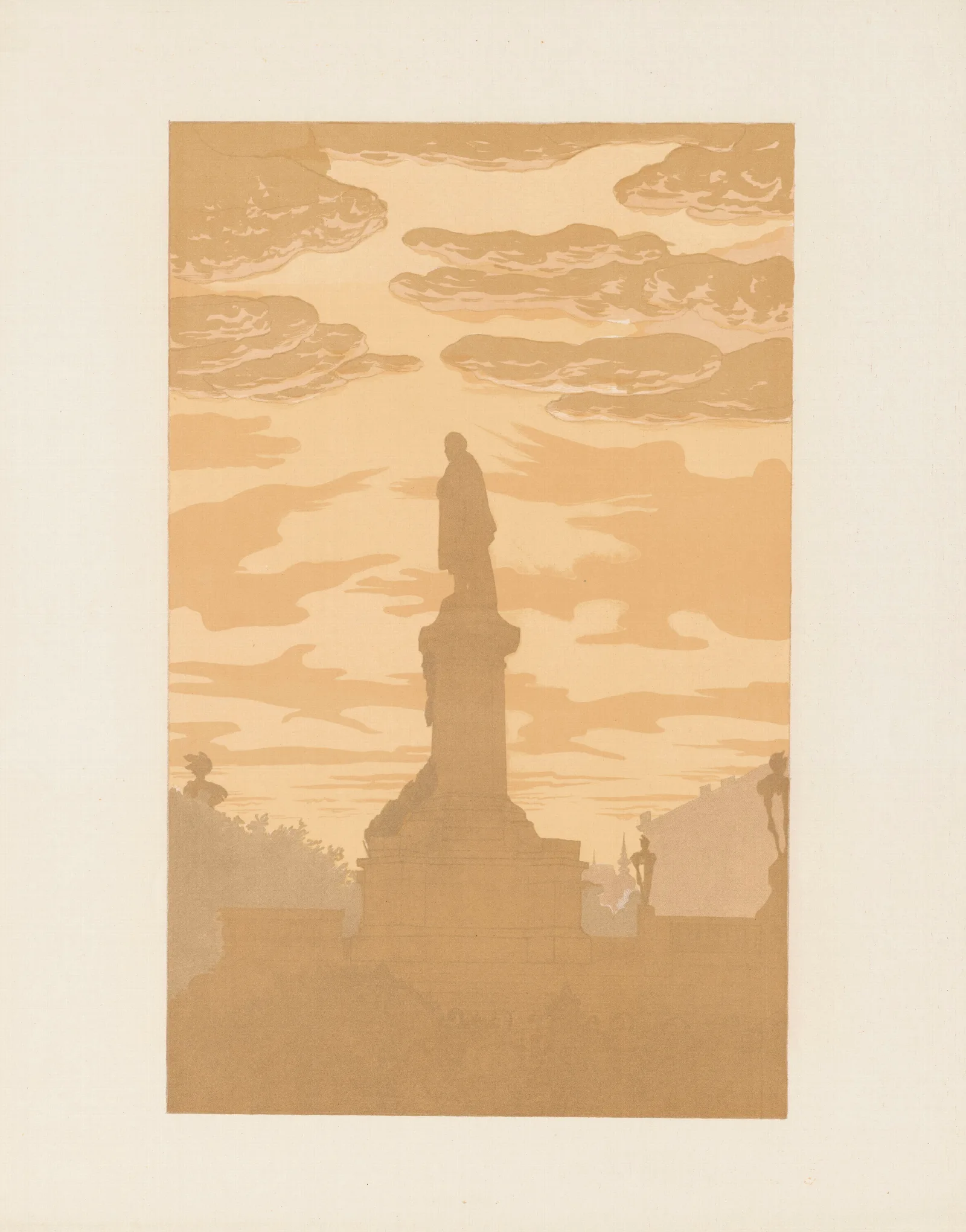 Monument Of Mickiewicz At Sunrise Wall Art by Franciszek Siedlecki - Canvas Print