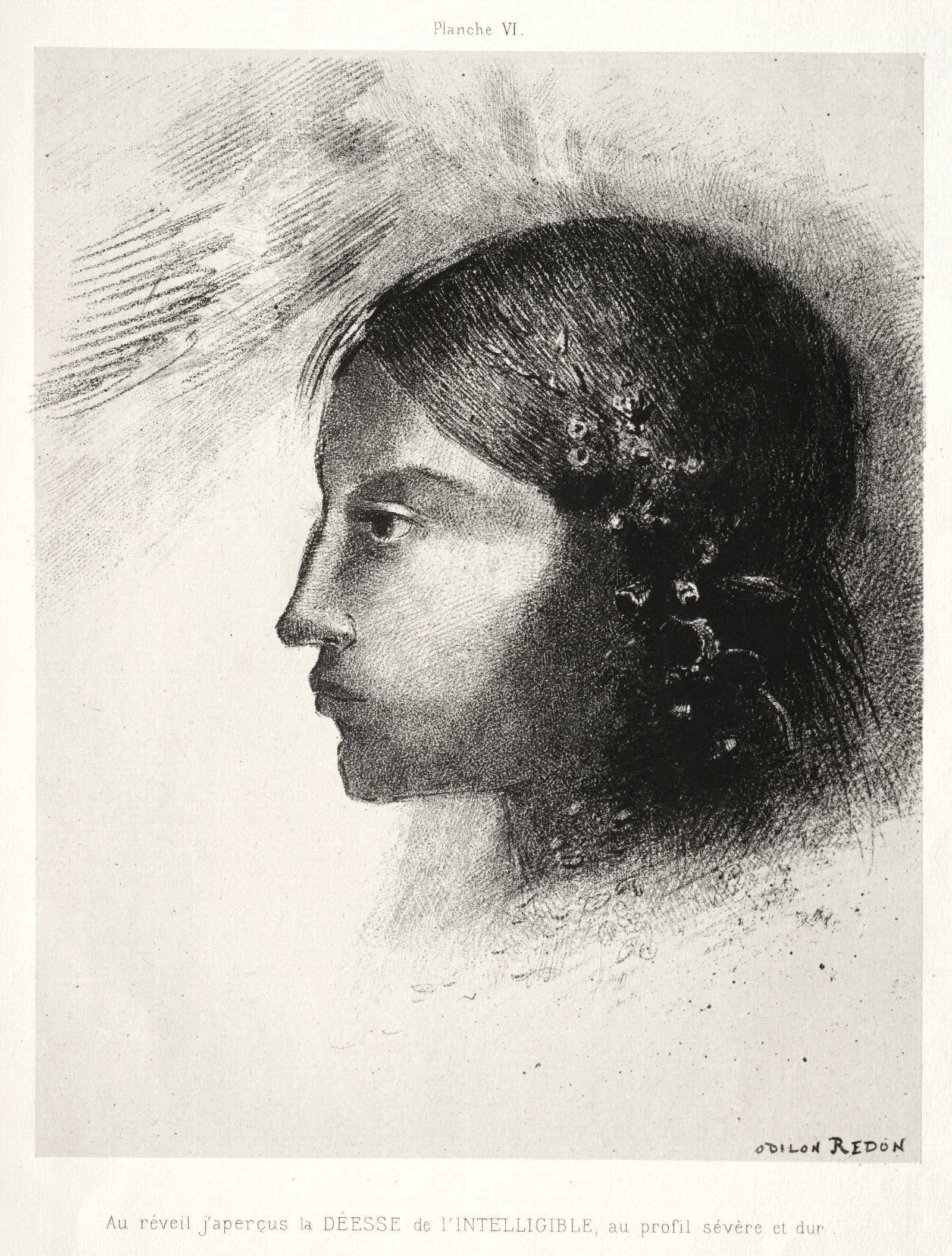 Upon Awakening I Saw The Goddess Of The Intelligible With Her Severe And Hard Profile 2 Wall Art by Odilon Redon - Canvas Print