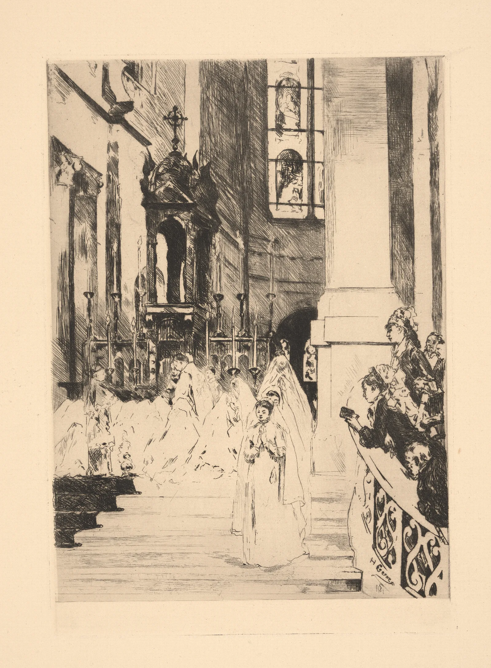Communion At Trinity Church Wall Art by Henri Gervex - Canvas Print