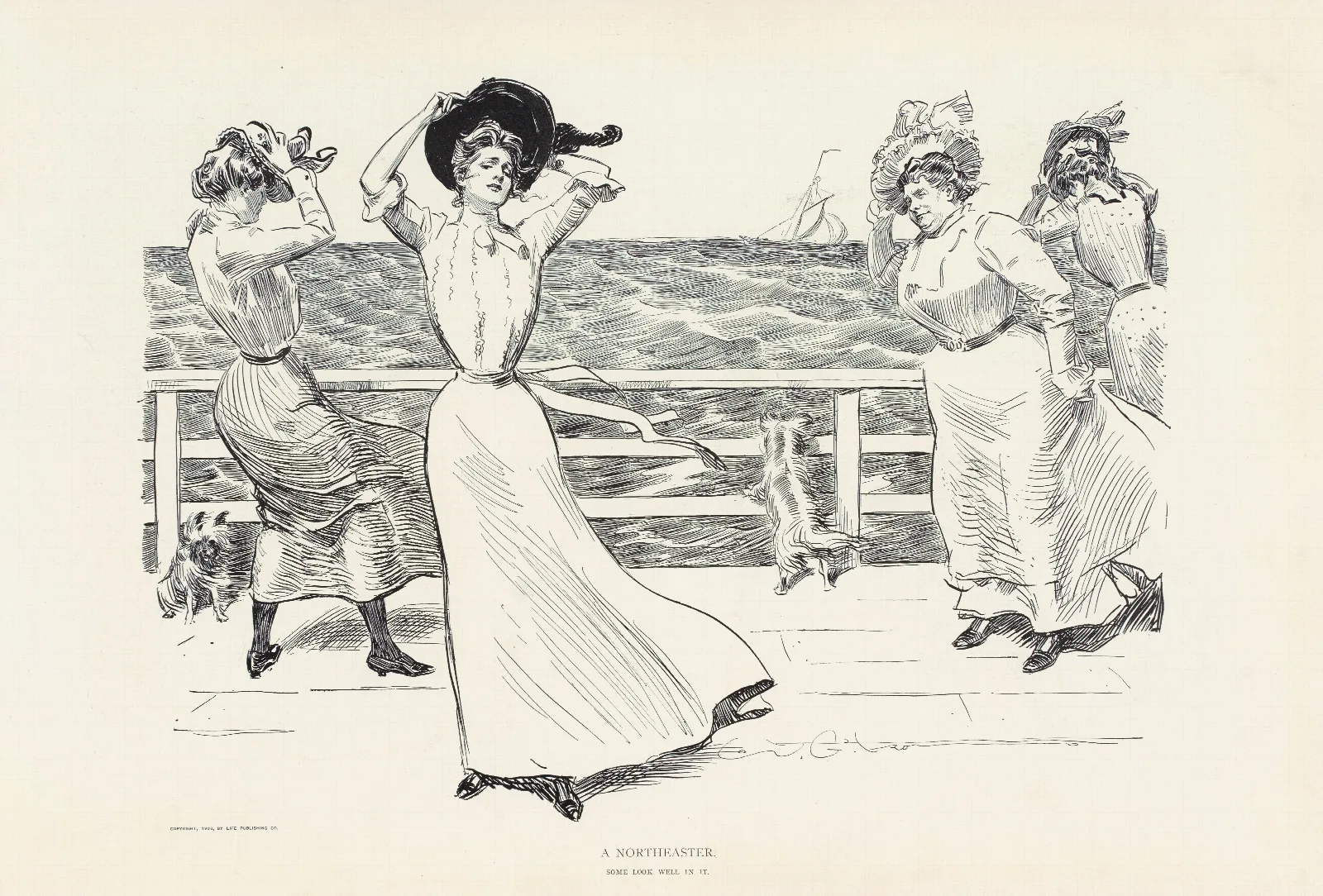 A Northeaster Wall Art by Charles Dana Gibson - Canvas Print