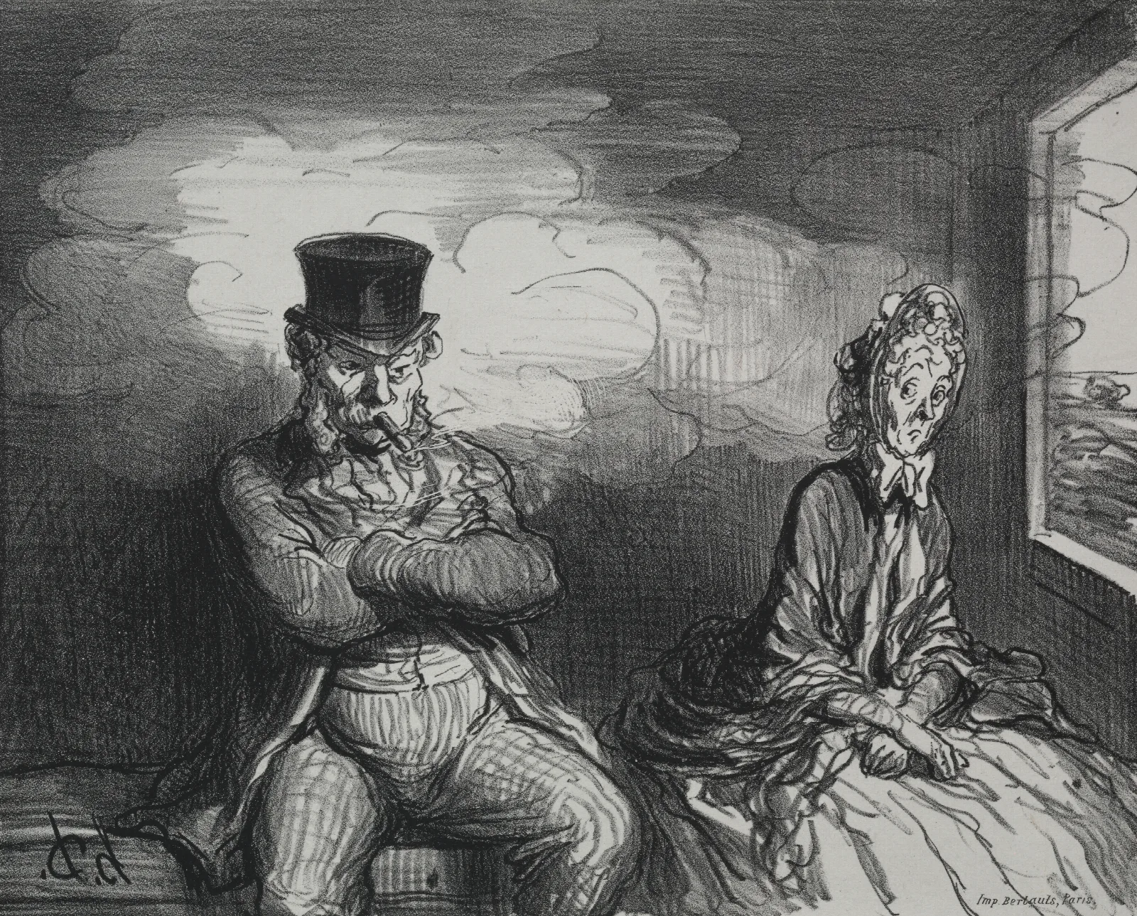 On The Train A Pleasant Companion Wall Art by Honoré Daumier - Canvas Print