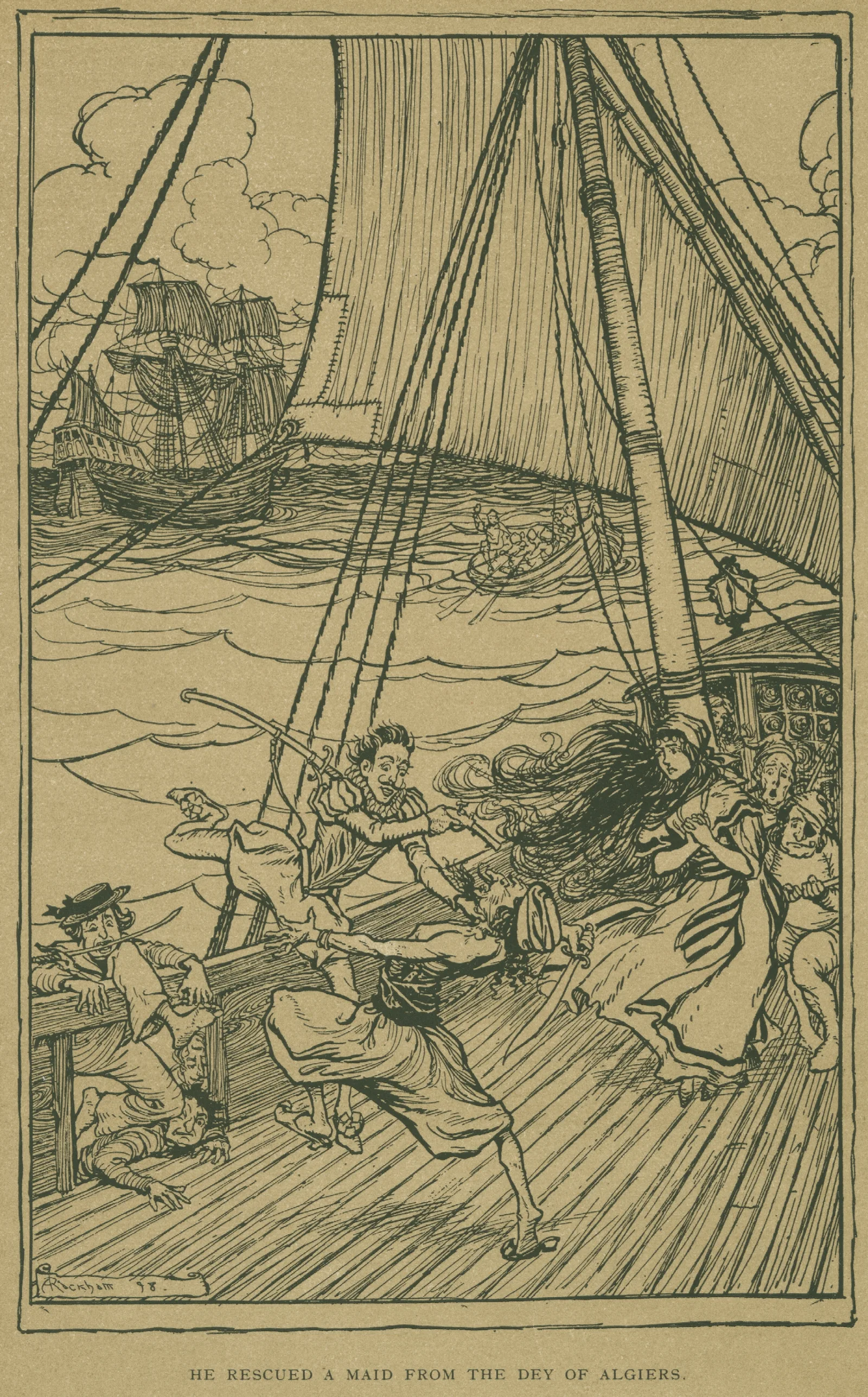 He Rescued A Maid From The Dey Of Algiers Wall Art by Arthur Rackham - Canvas Print