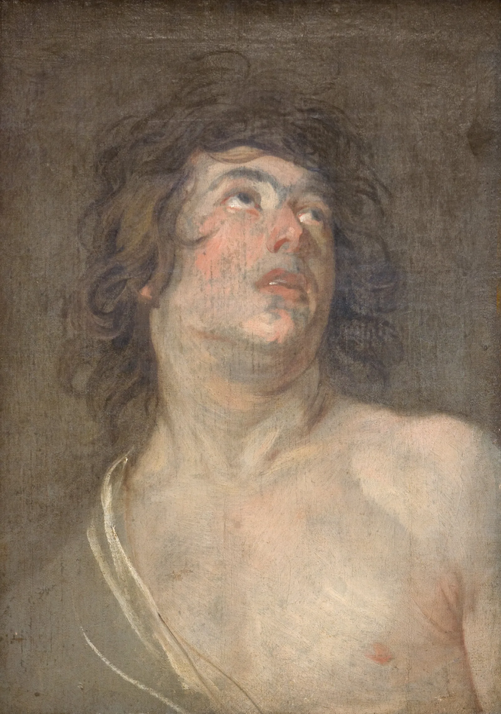 Study Head Of A Young Man Looking Upwards St Sebastian Wall Art by Anthony van Dyck - Canvas Print