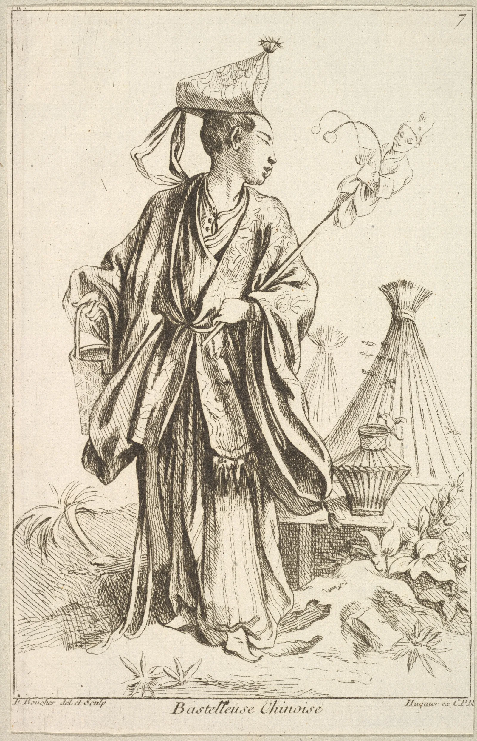 Chinese Performer Wall Art by François Boucher - Canvas Print