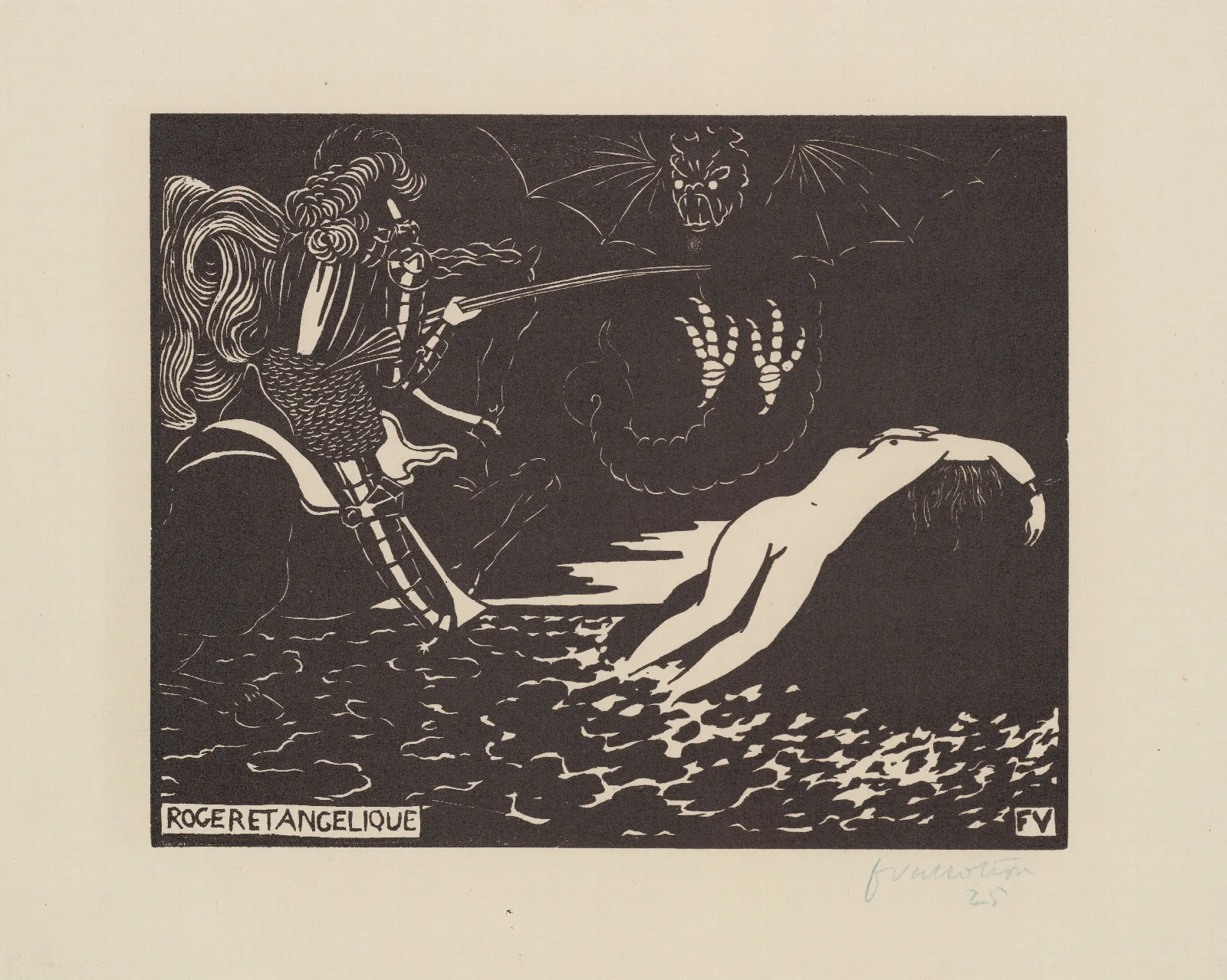 Roger Et Angelique Wall Art by Félix Vallotton - Canvas Print