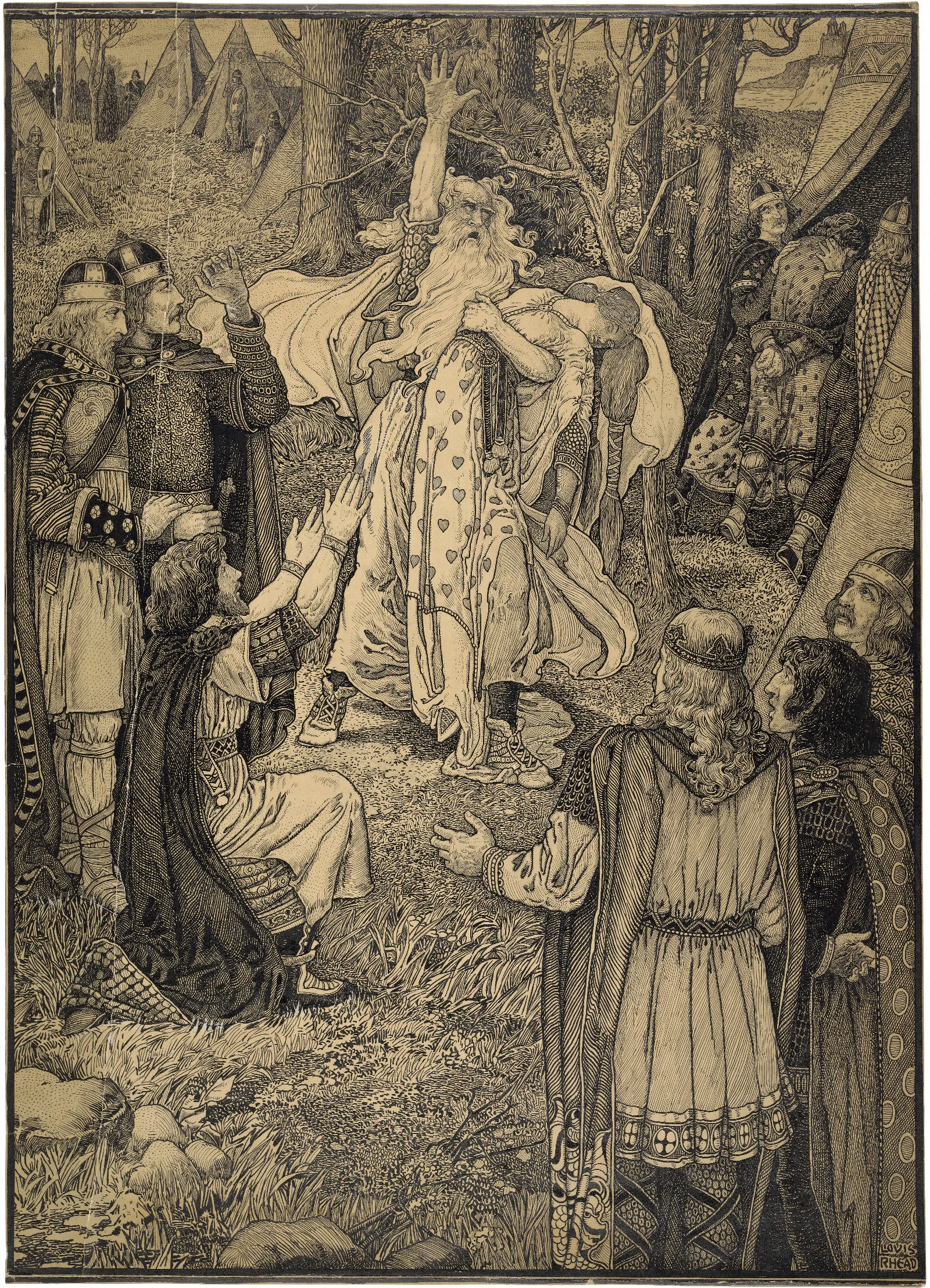 Lear With Cordelia Dead In His Arms Wall Art by Louis Rhead - Canvas Print