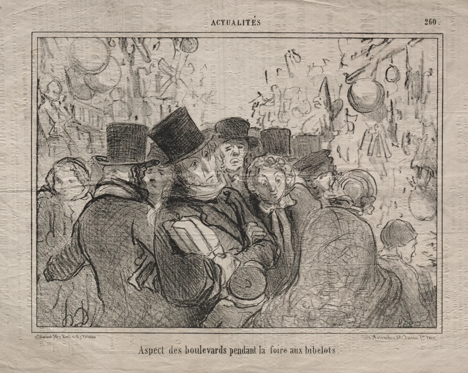 View Of Boulevards During A Market For Trinkets Wall Art by Honoré Daumier - Canvas Print
