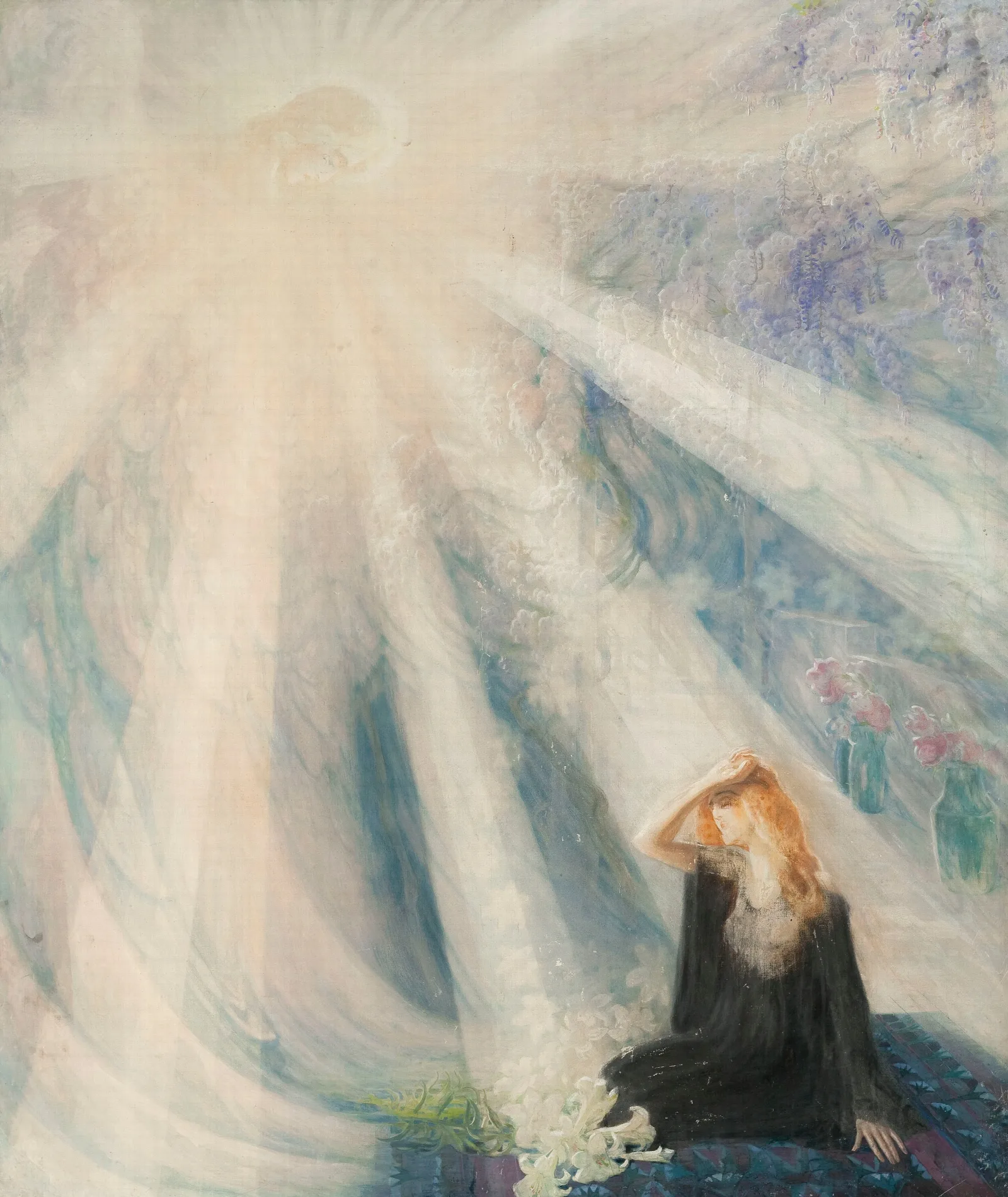 Vision Iii Sketch For Annunciation Wall Art by Kazimierz Stabrowski - Canvas Print